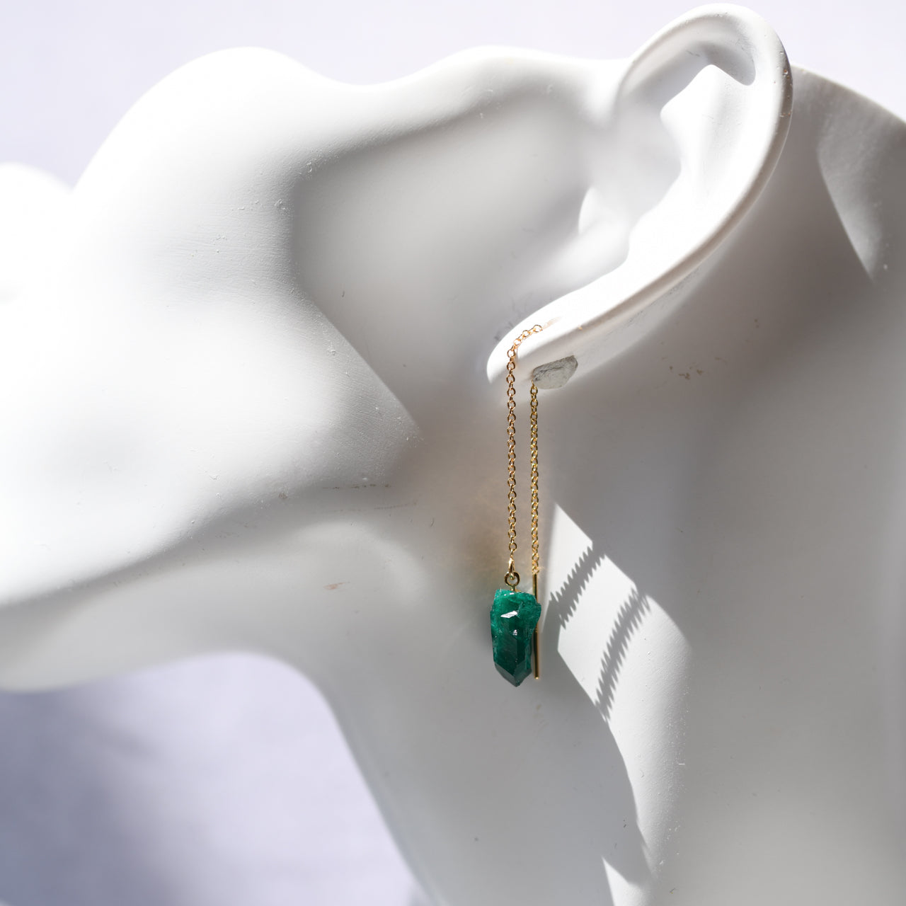 [One of a kind] Dioptase Raw Stone Earrings | Handmade Natural Stone Jewelry [Fairy Tale Collection]