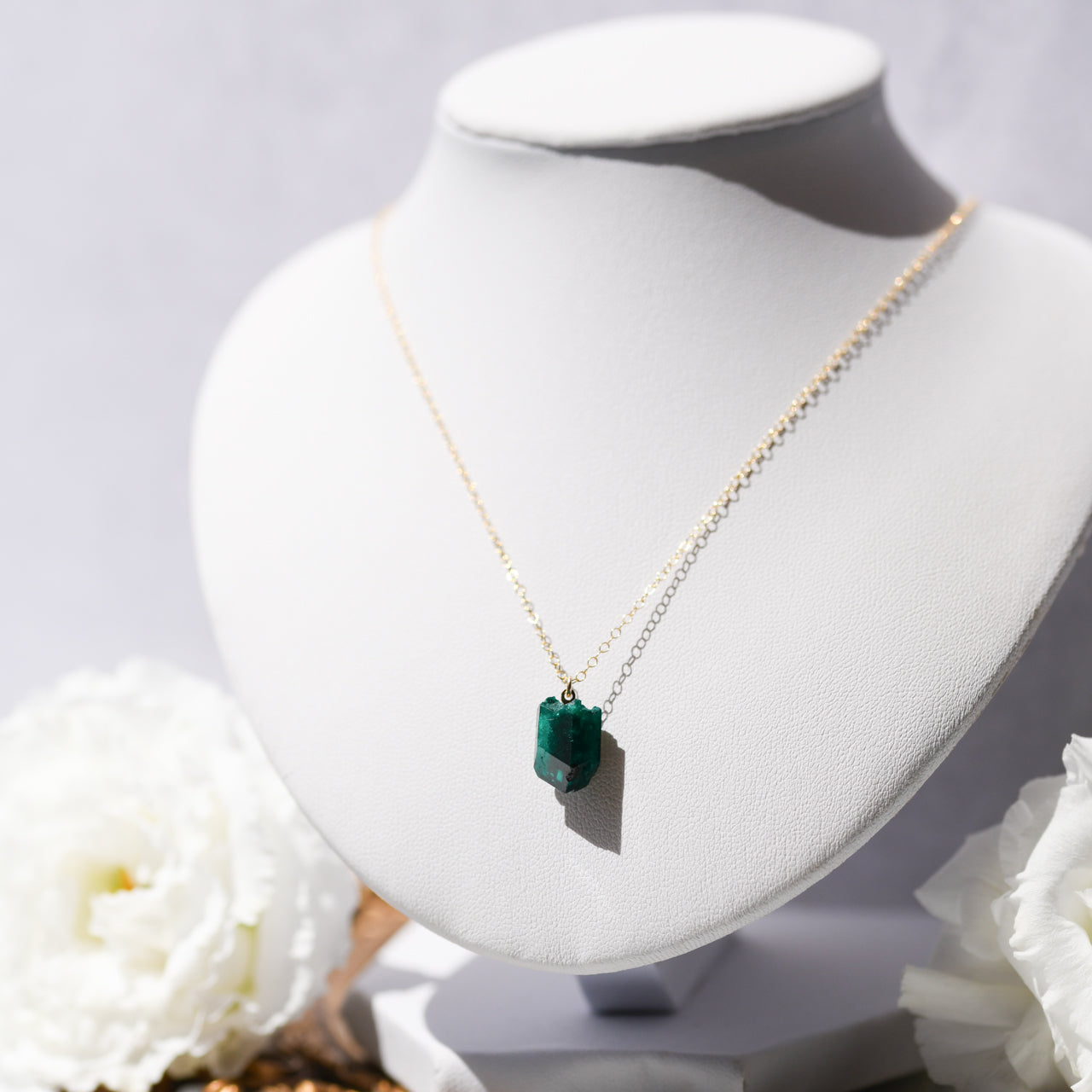 [One of a kind] Dioptase Raw Stone Necklace | Handmade Natural Stone Jewelry [Fairy Tale Collection]