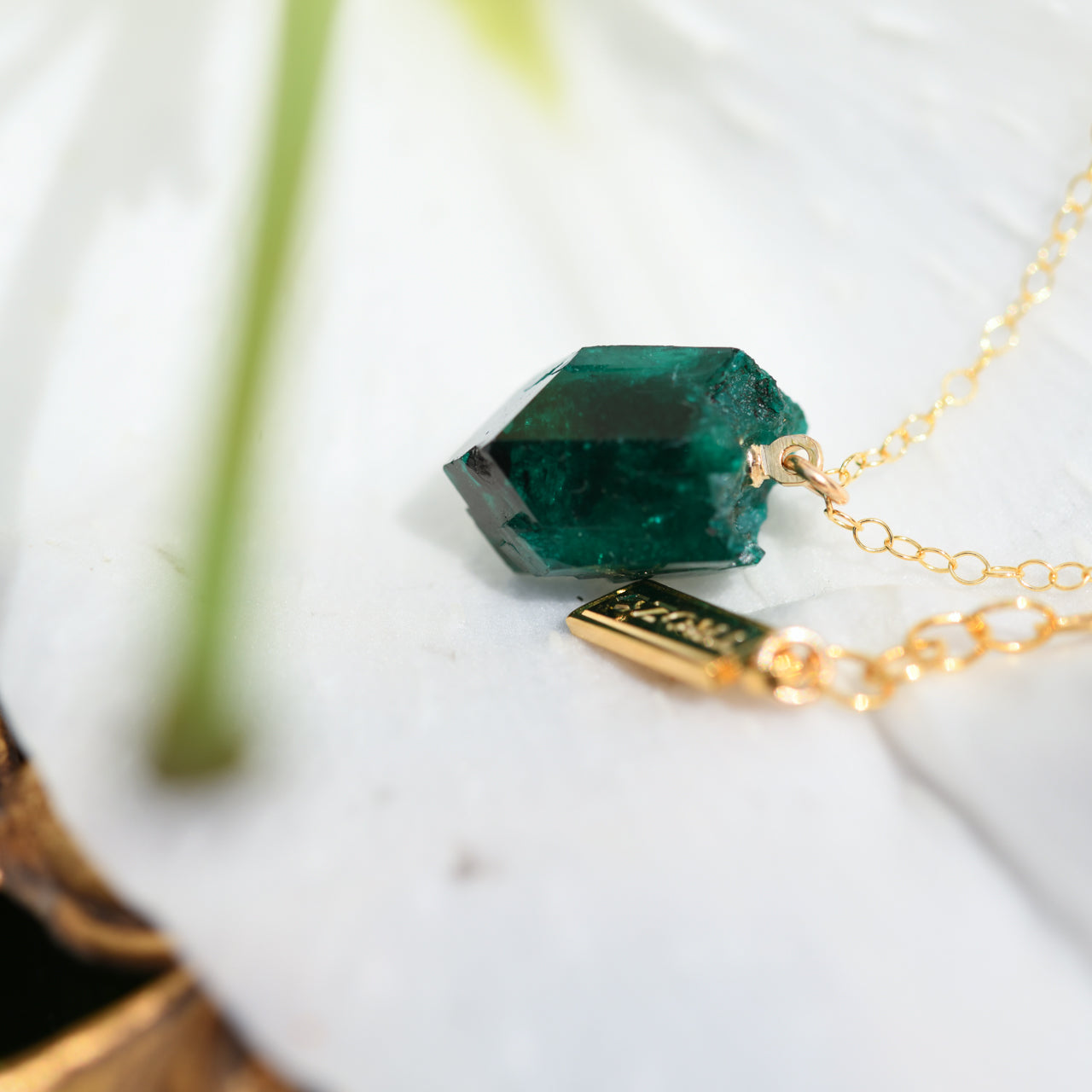 [One of a kind] Dioptase Raw Stone Necklace | Handmade Natural Stone Jewelry [Fairy Tale Collection]