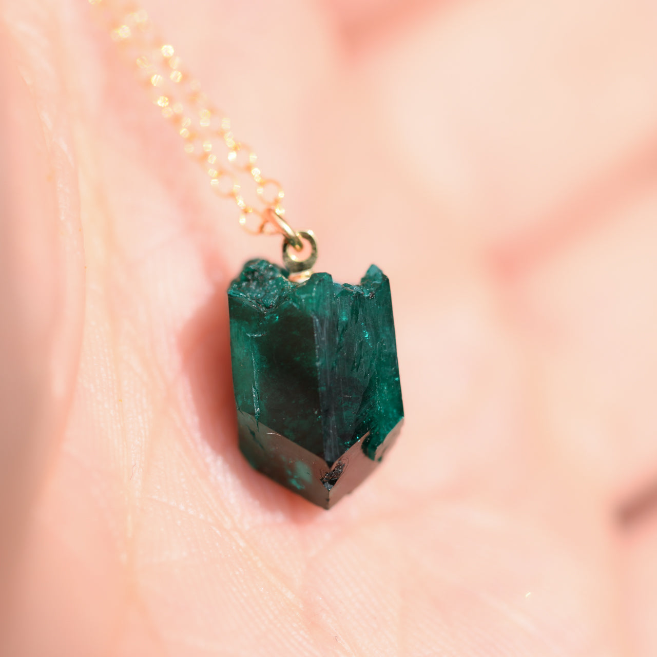 [One of a kind] Dioptase Raw Stone Necklace | Handmade Natural Stone Jewelry [Fairy Tale Collection]