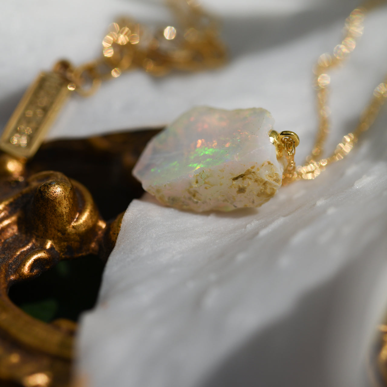 [One of a kind] Opal Raw Stone Necklace | Handmade Natural Stone Jewelry [Fairy Tale Collection]