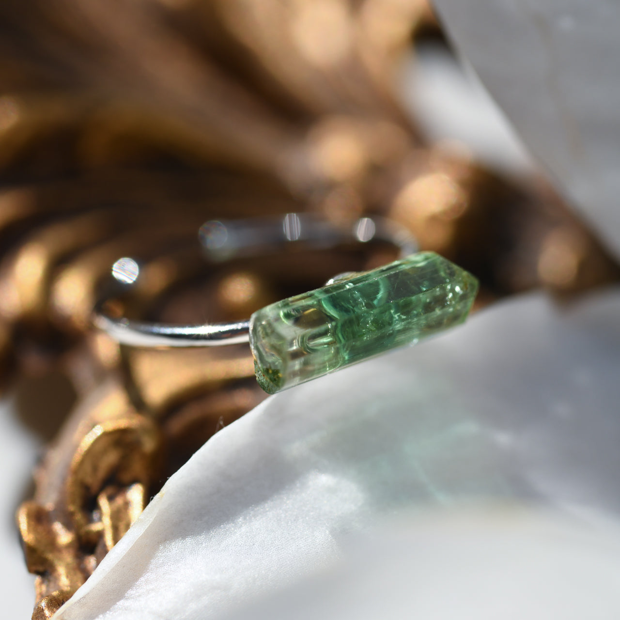 [One of a kind] Tourmaline Raw Stone Pinky Ring | Handmade Natural Stone Jewelry [Fairy Tale Collection]