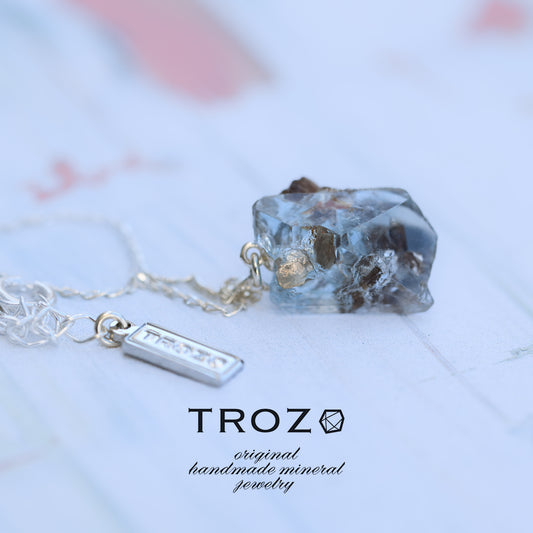 [One of a kind] Blue Topaz Raw Stone Sterling Silver Necklace | Handmade Natural Stone Jewelry [Fairy Tale Collection]