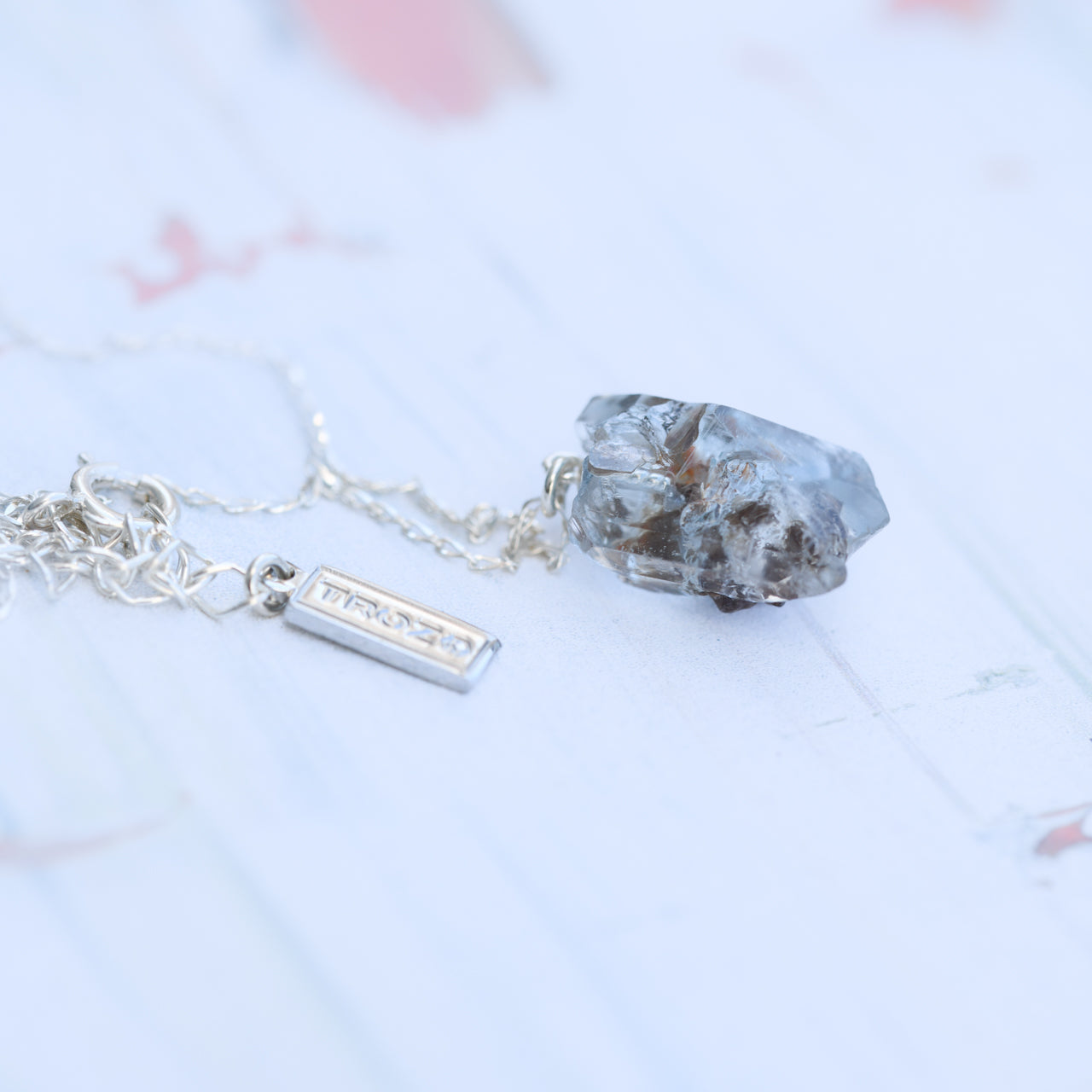 [One of a kind] Blue Topaz Raw Stone Sterling Silver Necklace | Handmade Natural Stone Jewelry [Fairy Tale Collection]