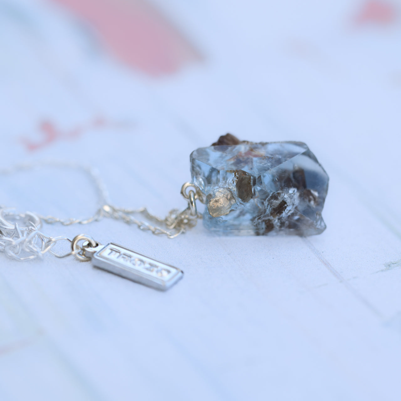 [One of a kind] Blue Topaz Raw Stone Sterling Silver Necklace | Handmade Natural Stone Jewelry [Fairy Tale Collection]