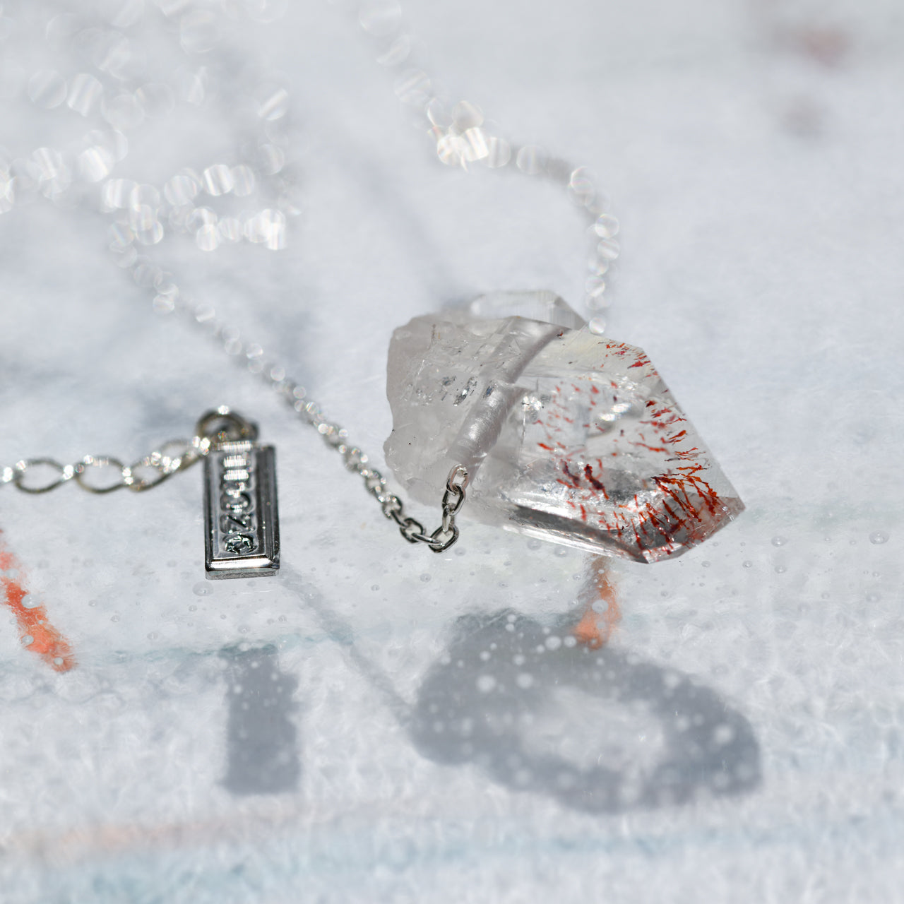 [One of a kind] Lepidocrocite in Quartz Raw Stone Sterling Silver Necklace | Handmade Natural Stone Jewelry [Fairy Tale Collection]