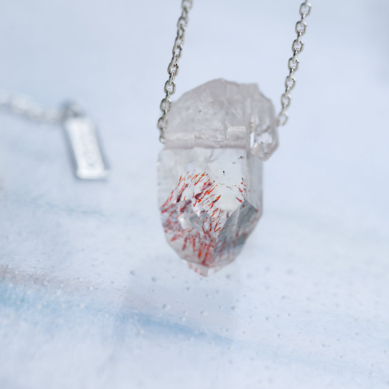 [One of a kind] Lepidocrocite in Quartz Raw Stone Sterling Silver Necklace | Handmade Natural Stone Jewelry [Fairy Tale Collection]