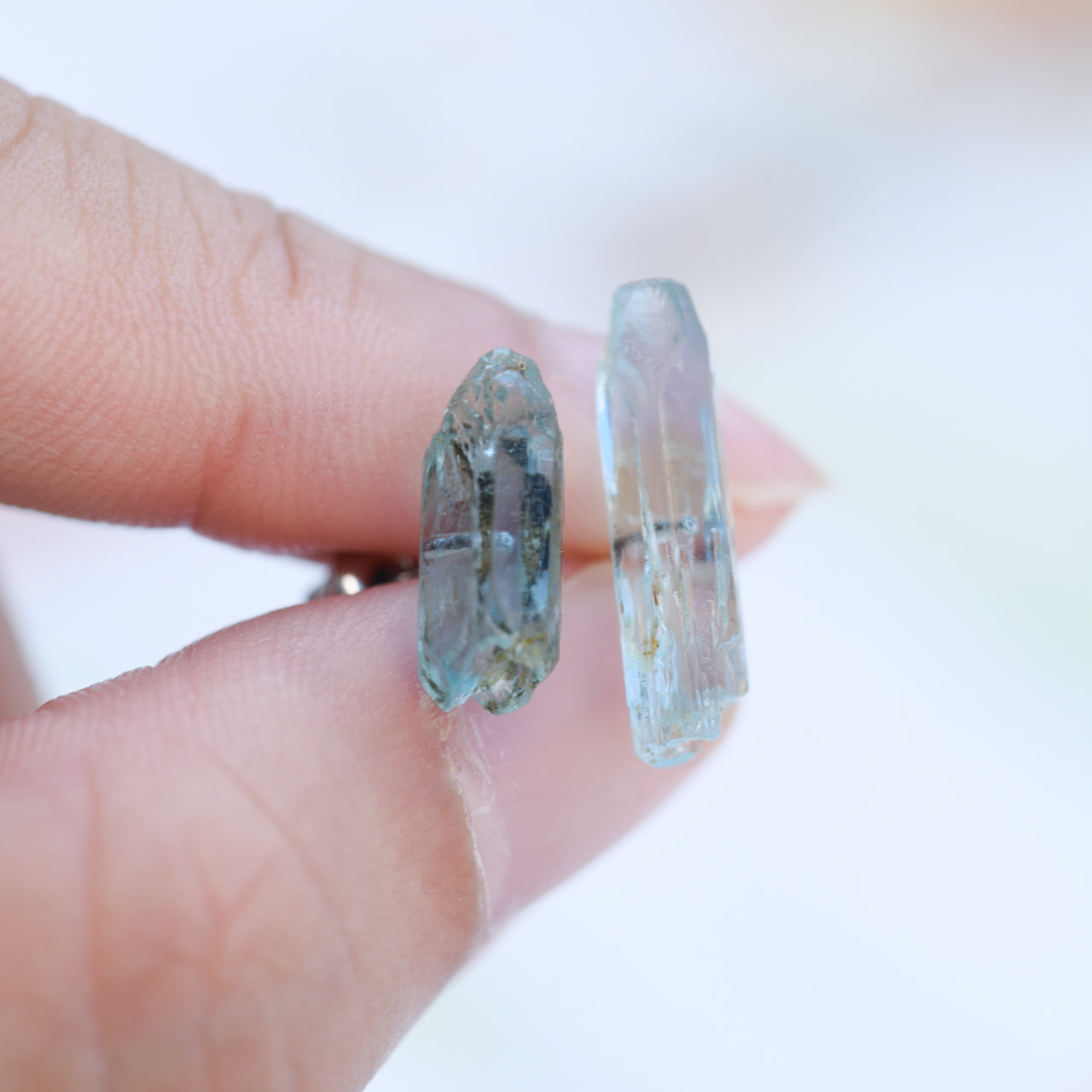 [One of a kind] Aquamarine Raw Stone Earrings | Handmade Natural Stone Jewelry [Heat Collection]