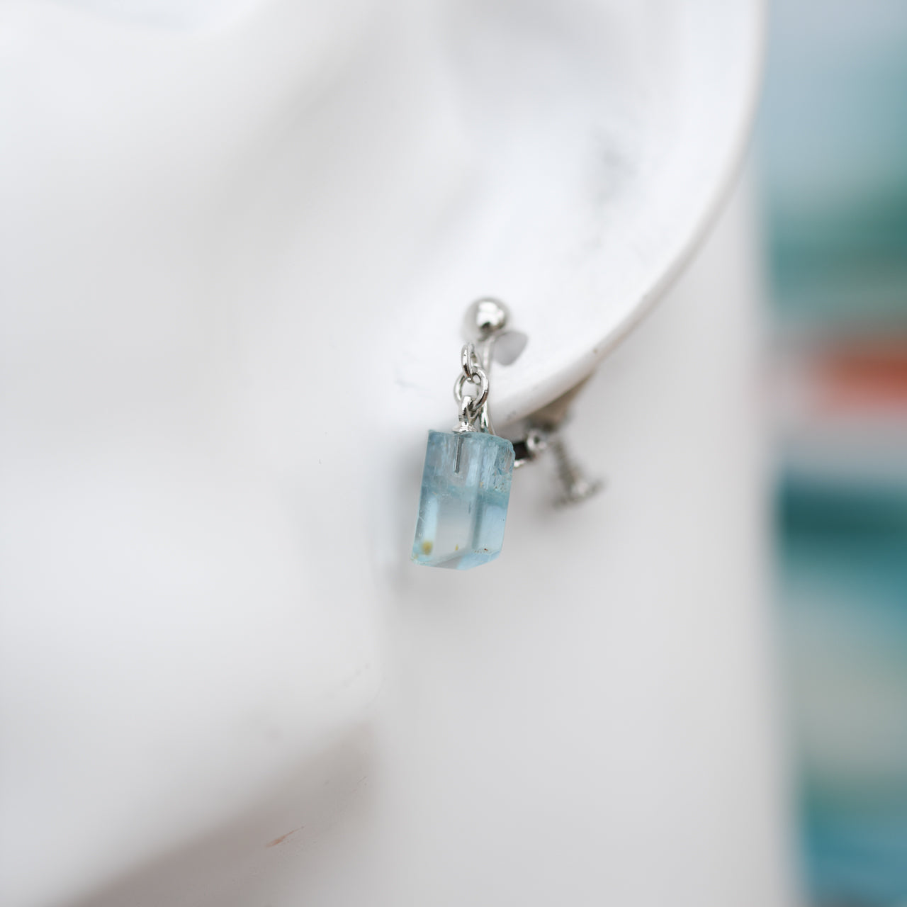 [One of a kind] Aquamarine Raw Stone Earrings | Handmade Natural Stone Jewelry [Heat Collection]