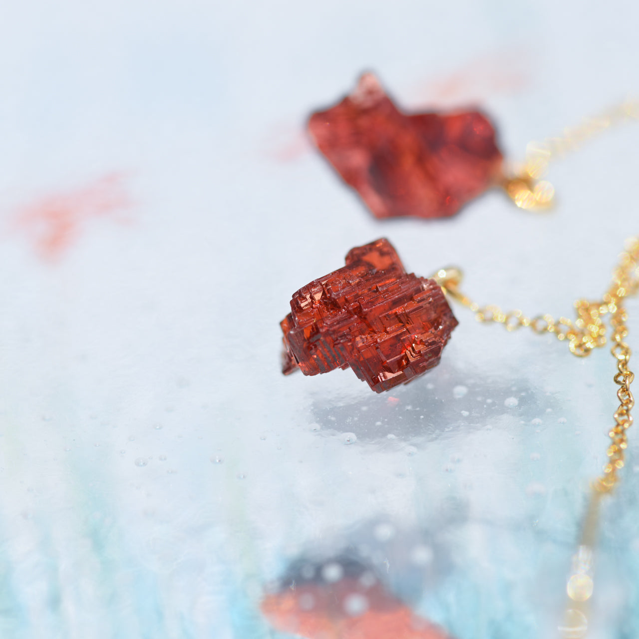 [One of a kind] Garnet Raw Stone Earrings | Handmade Natural Stone Jewelry [Heat Collection]