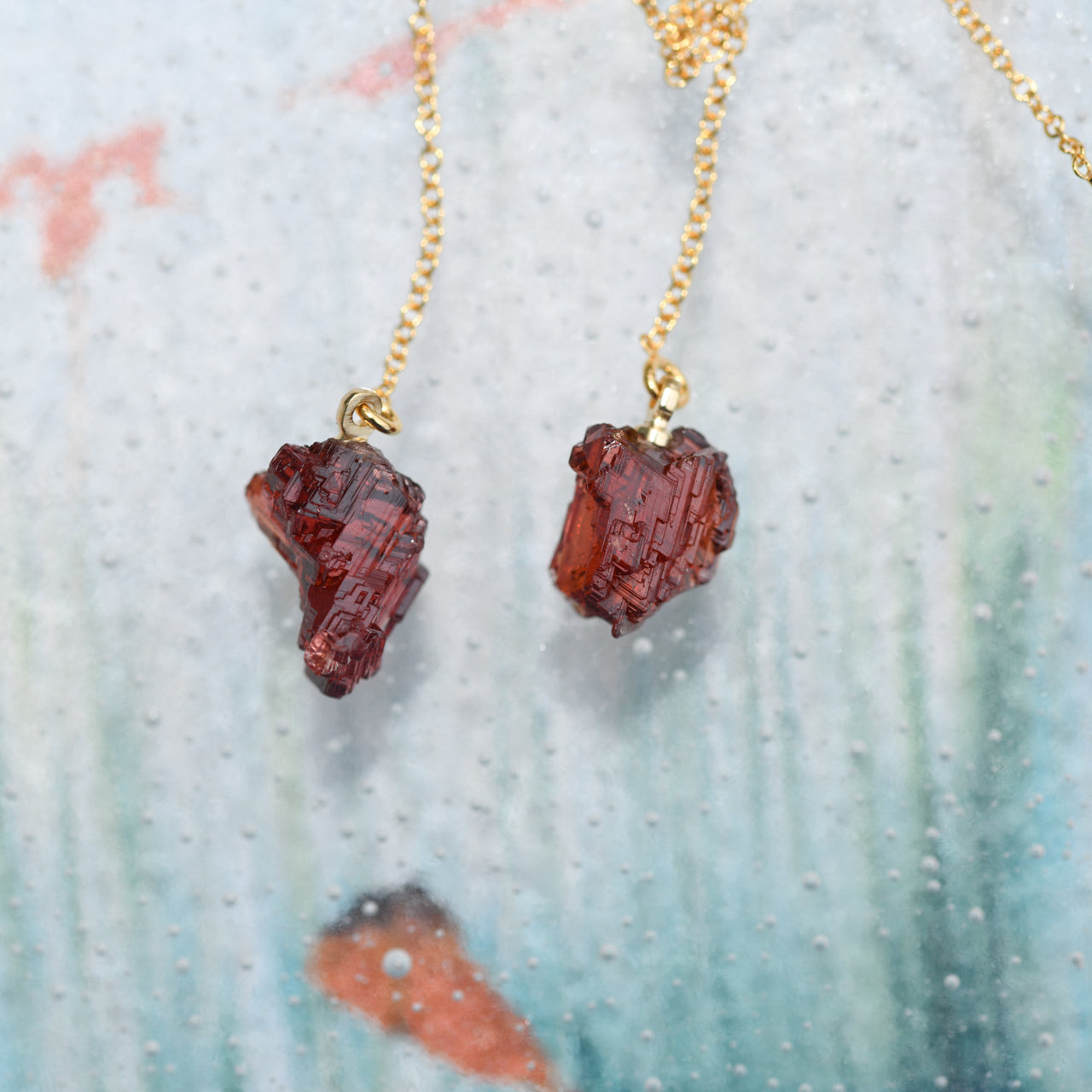 [One of a kind] Garnet Raw Stone Earrings | Handmade Natural Stone Jewelry [Heat Collection]