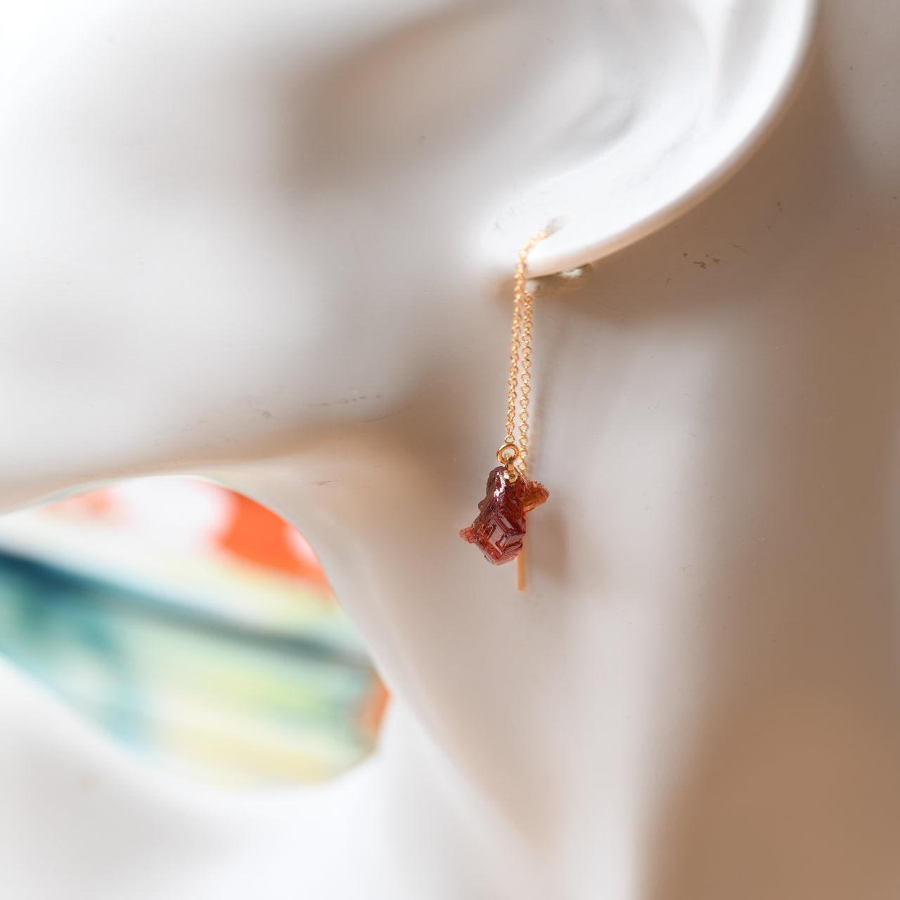 [One of a kind] Garnet Raw Stone Earrings | Handmade Natural Stone Jewelry [Heat Collection]