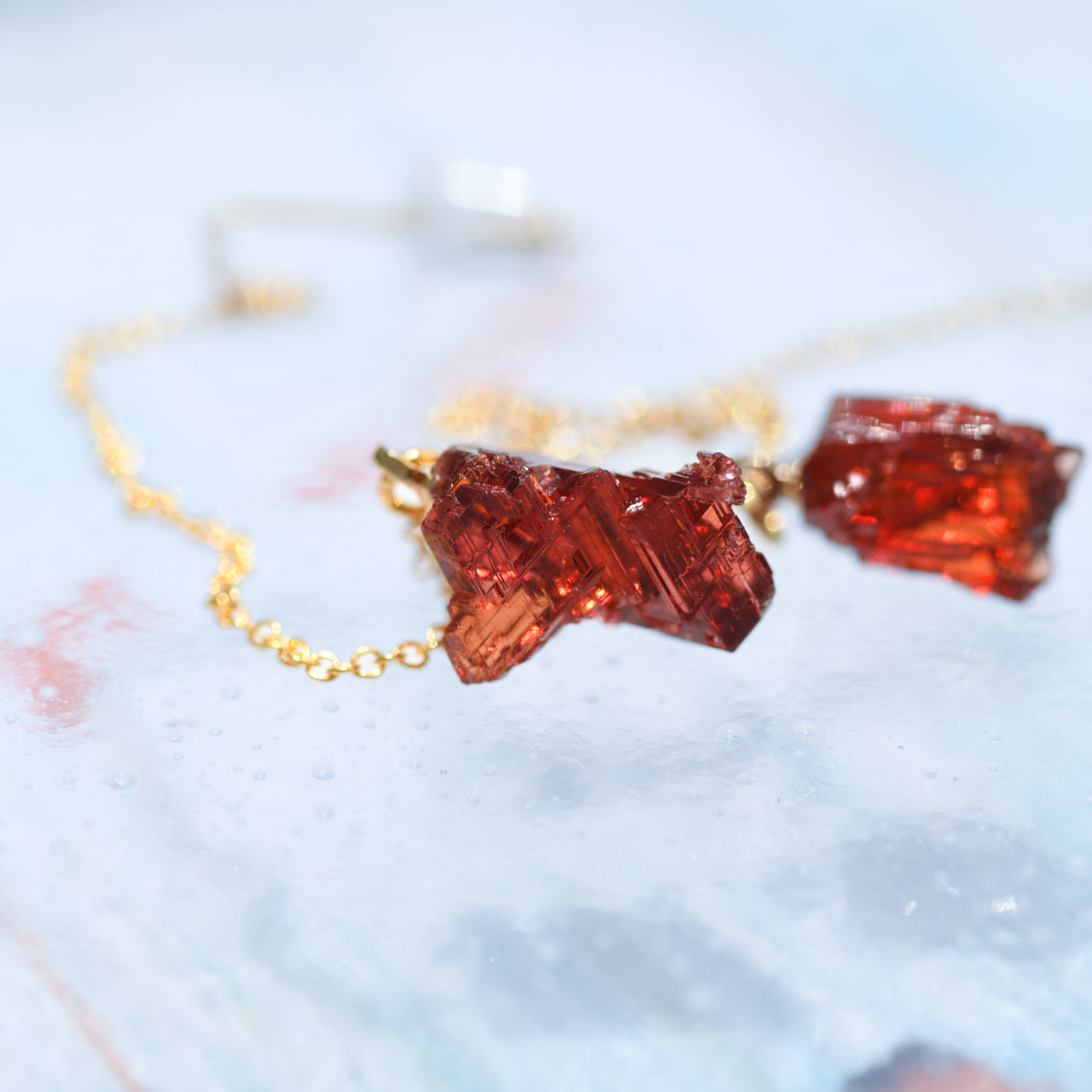 [One of a kind] Garnet Raw Stone Earrings | Handmade Natural Stone Jewelry [Heat Collection]