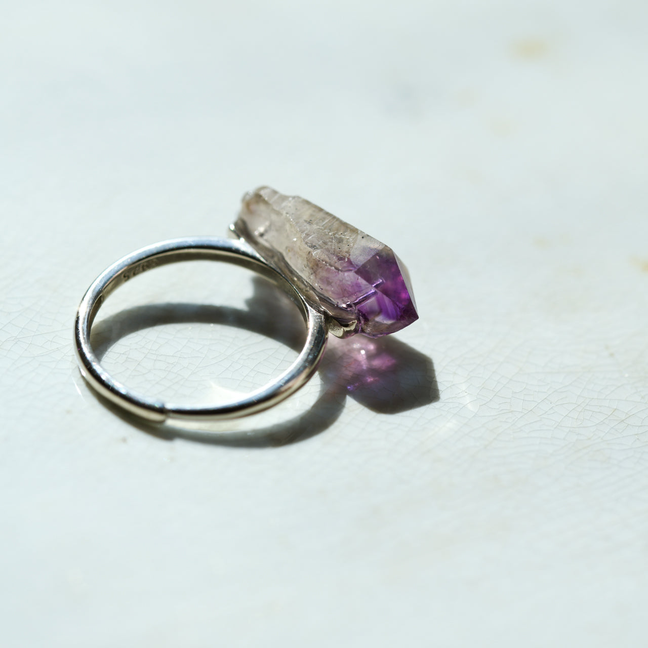 [One of a kind] Amethyst Raw Stone Ring | Handmade Natural Stone Jewelry [Nightfall Collection]