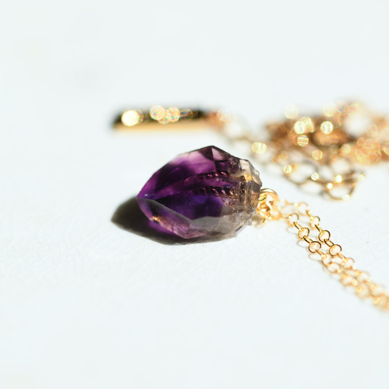 [One of a kind] Amethyst Raw Stone 14kgf Necklace | Handmade Natural Stone Jewelry [Nightfall Collection]