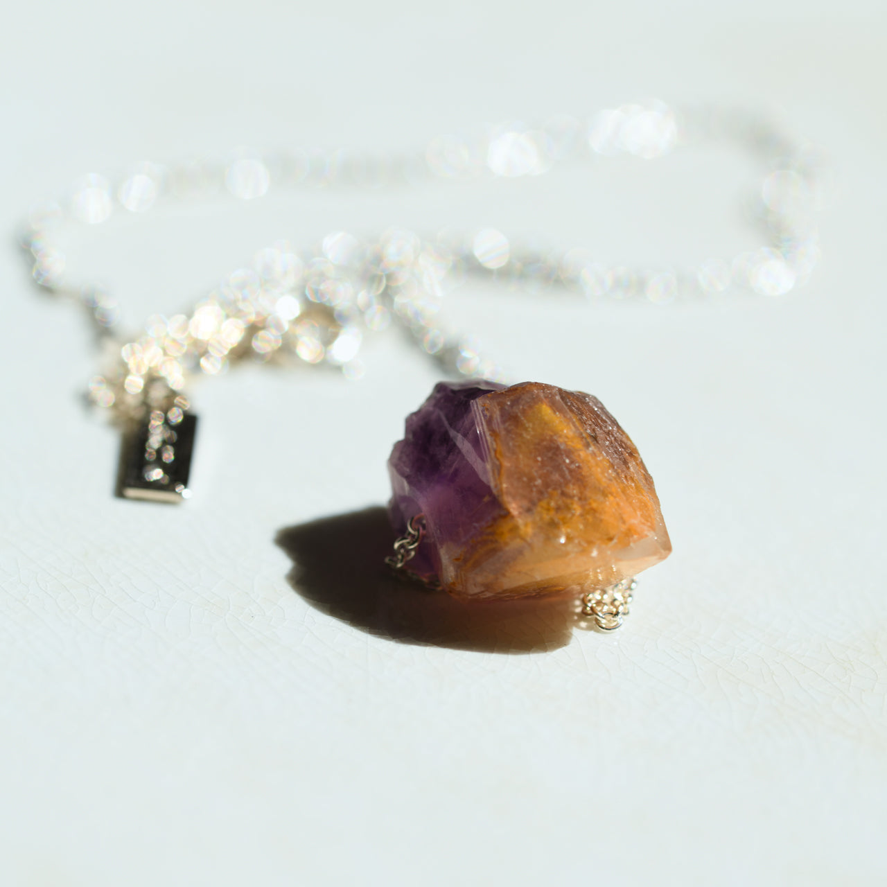 [One of a kind] Amethyst Raw Stone Sterling Silver Necklace | Handmade Natural Stone Jewelry [Nightfall Collection]