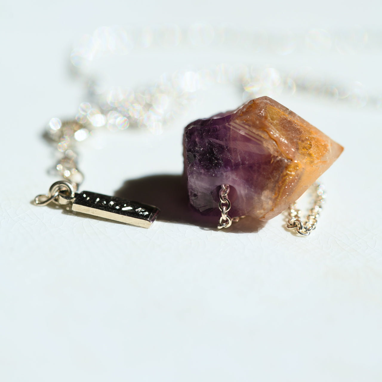 [One of a kind] Amethyst Raw Stone Sterling Silver Necklace | Handmade Natural Stone Jewelry [Nightfall Collection]