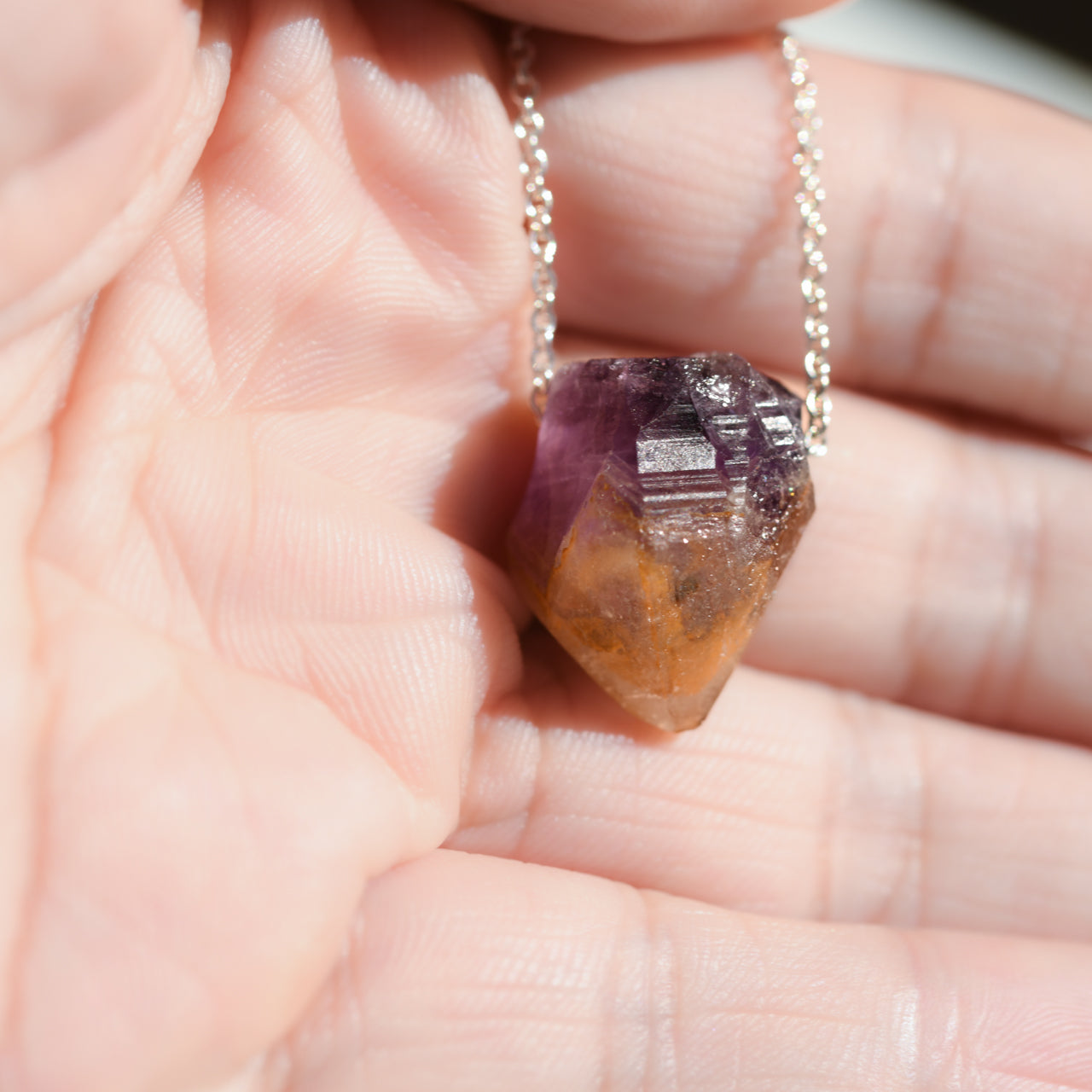 [One of a kind] Amethyst Raw Stone Sterling Silver Necklace | Handmade Natural Stone Jewelry [Nightfall Collection]