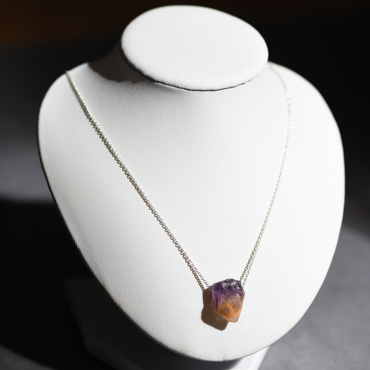 [One of a kind] Amethyst Raw Stone Sterling Silver Necklace | Handmade Natural Stone Jewelry [Nightfall Collection]