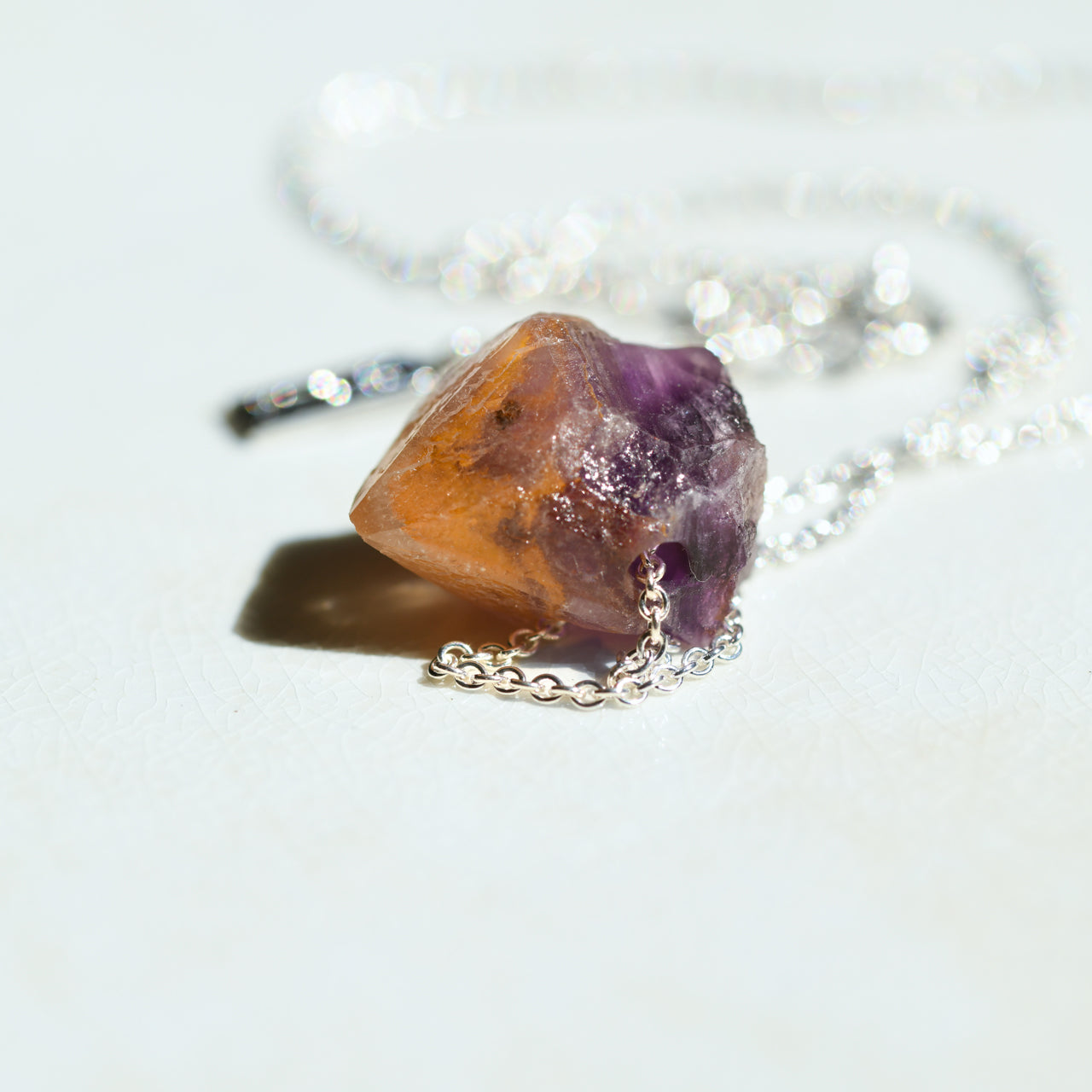 [One of a kind] Amethyst Raw Stone Sterling Silver Necklace | Handmade Natural Stone Jewelry [Nightfall Collection]