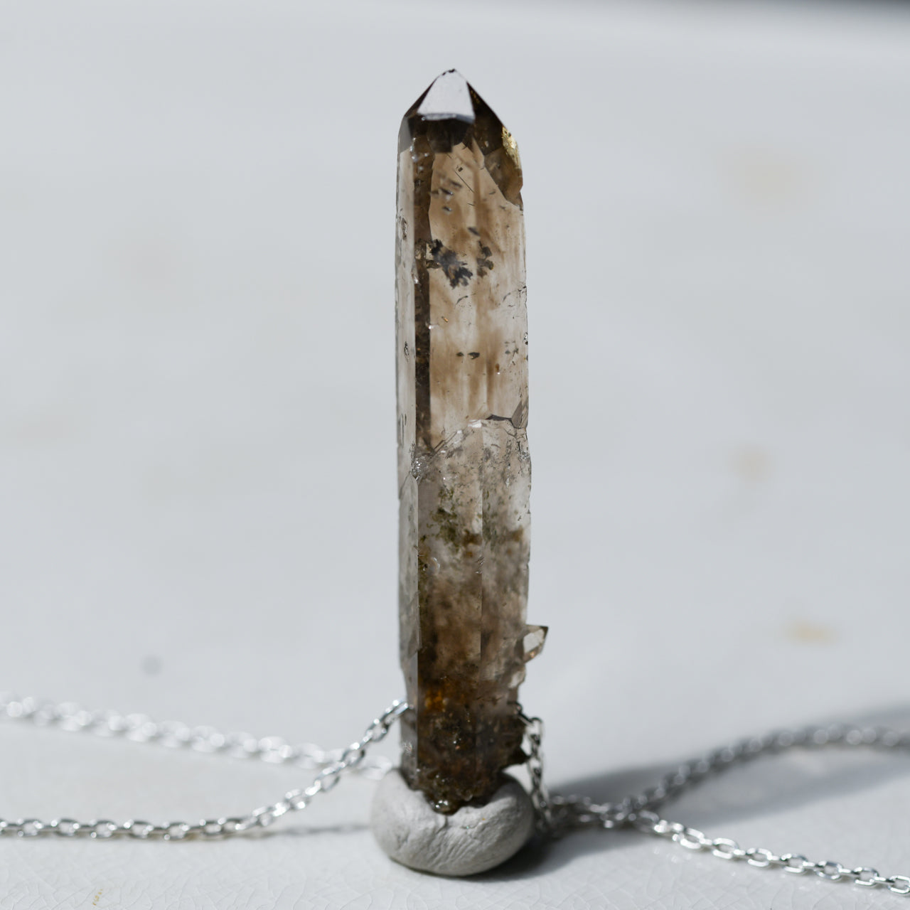 [One of a kind] Smoky Quartz Raw Stone Sterling Silver Necklace | Handmade Natural Stone Jewelry [Nightfall Collection]