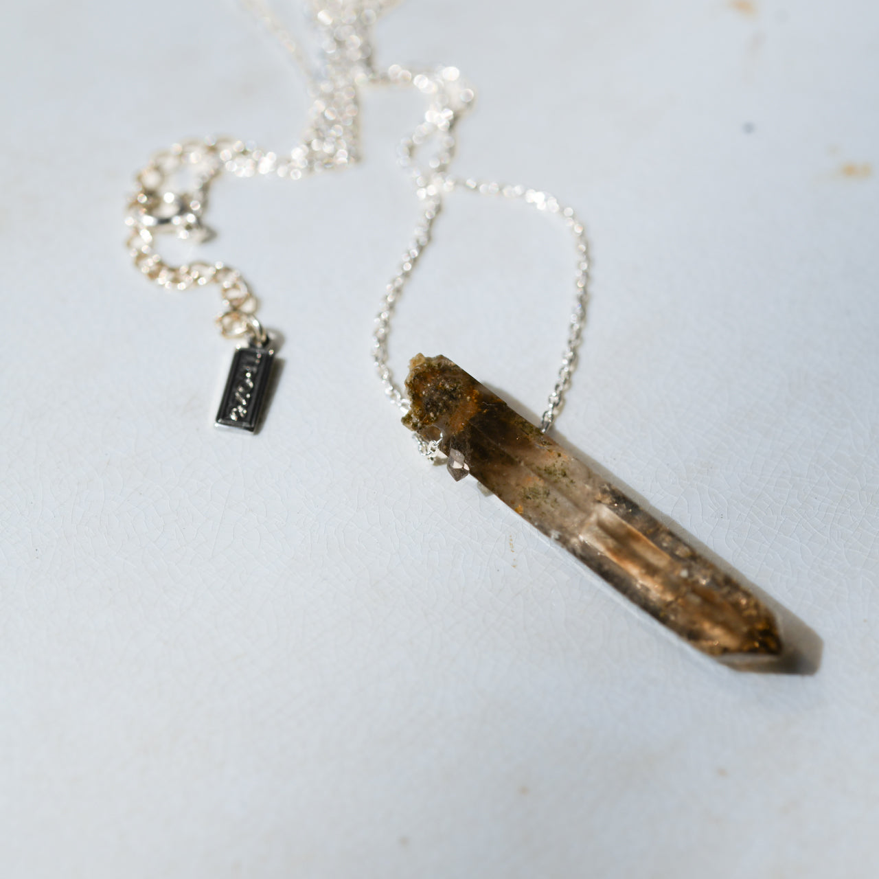 [One of a kind] Smoky Quartz Raw Stone Sterling Silver Necklace | Handmade Natural Stone Jewelry [Nightfall Collection]