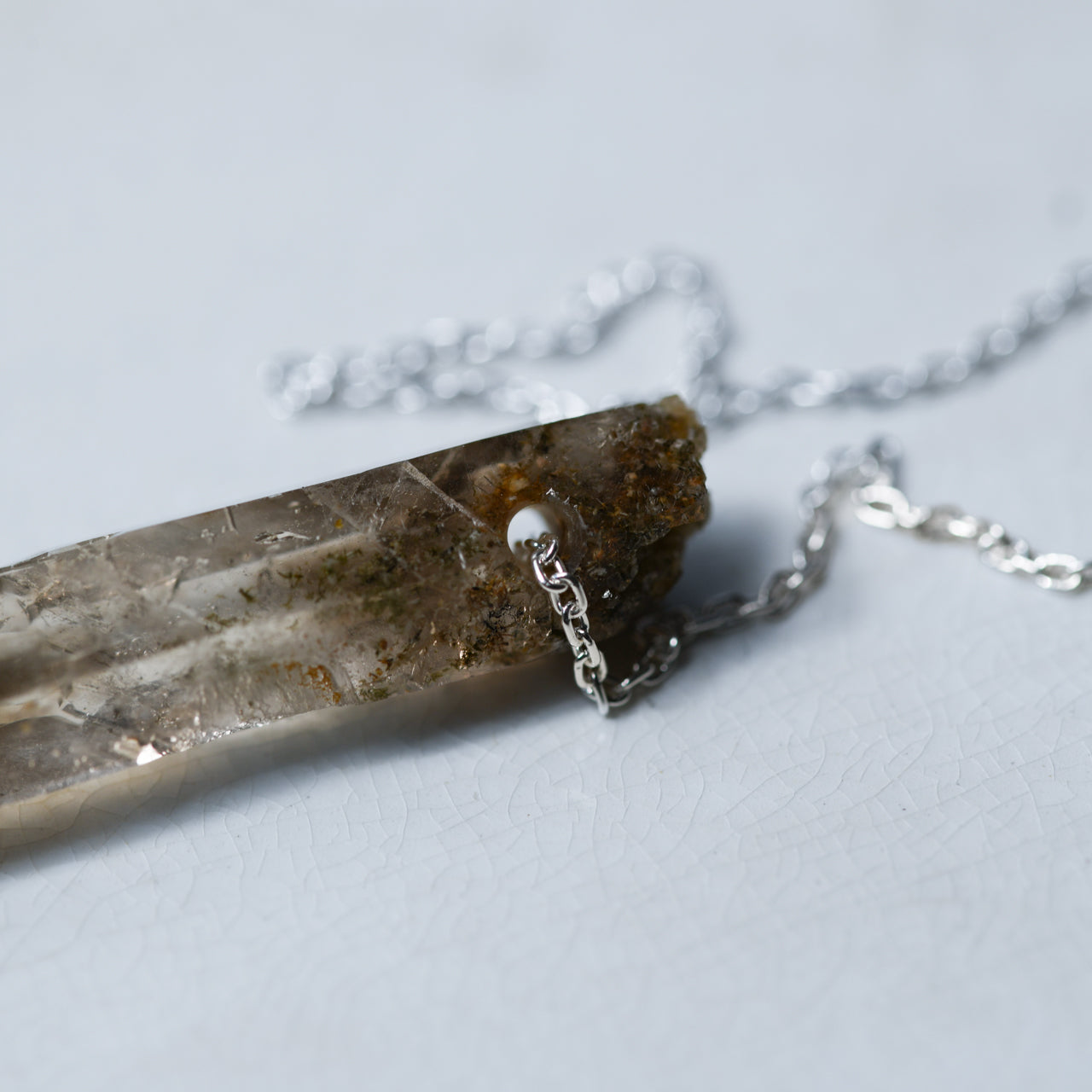 [One of a kind] Smoky Quartz Raw Stone Sterling Silver Necklace | Handmade Natural Stone Jewelry [Nightfall Collection]