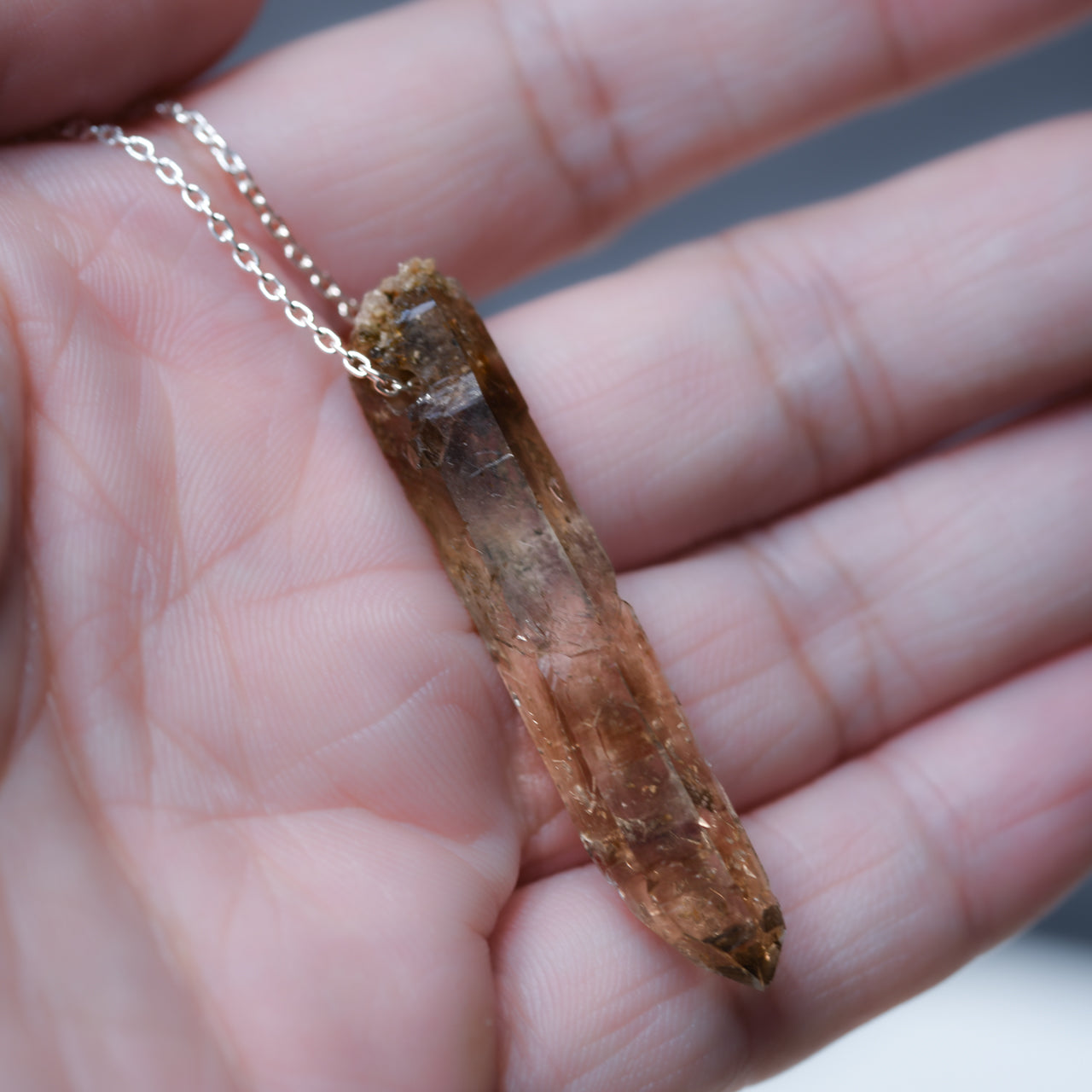 [One of a kind] Smoky Quartz Raw Stone Sterling Silver Necklace | Handmade Natural Stone Jewelry [Nightfall Collection]