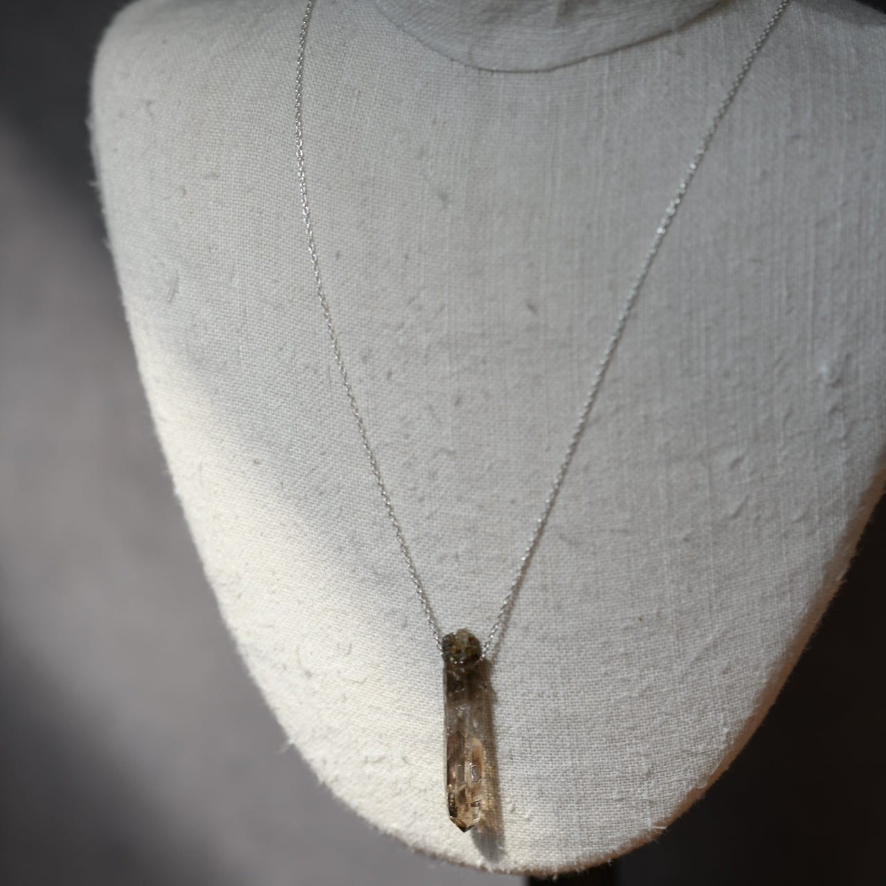 [One of a kind] Smoky Quartz Raw Stone Sterling Silver Necklace | Handmade Natural Stone Jewelry [Nightfall Collection]