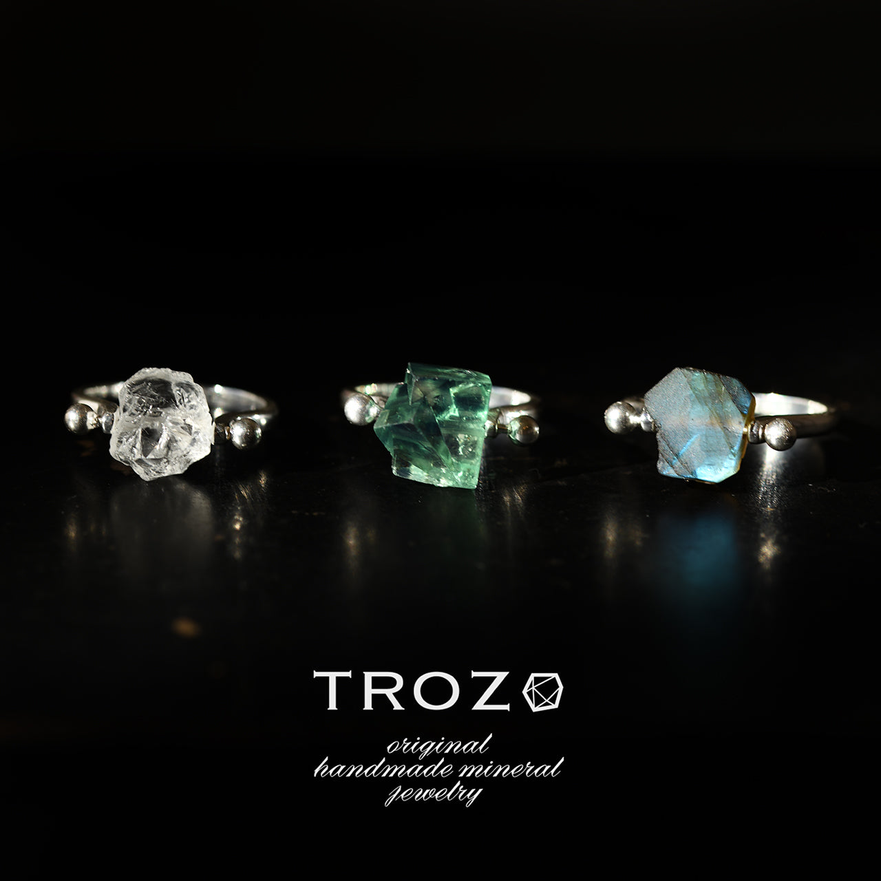 Pierced Raw Stone Ring - Choose from 12 Natural Minerals | 925 Sterling Silver Natural Stone Jewelry