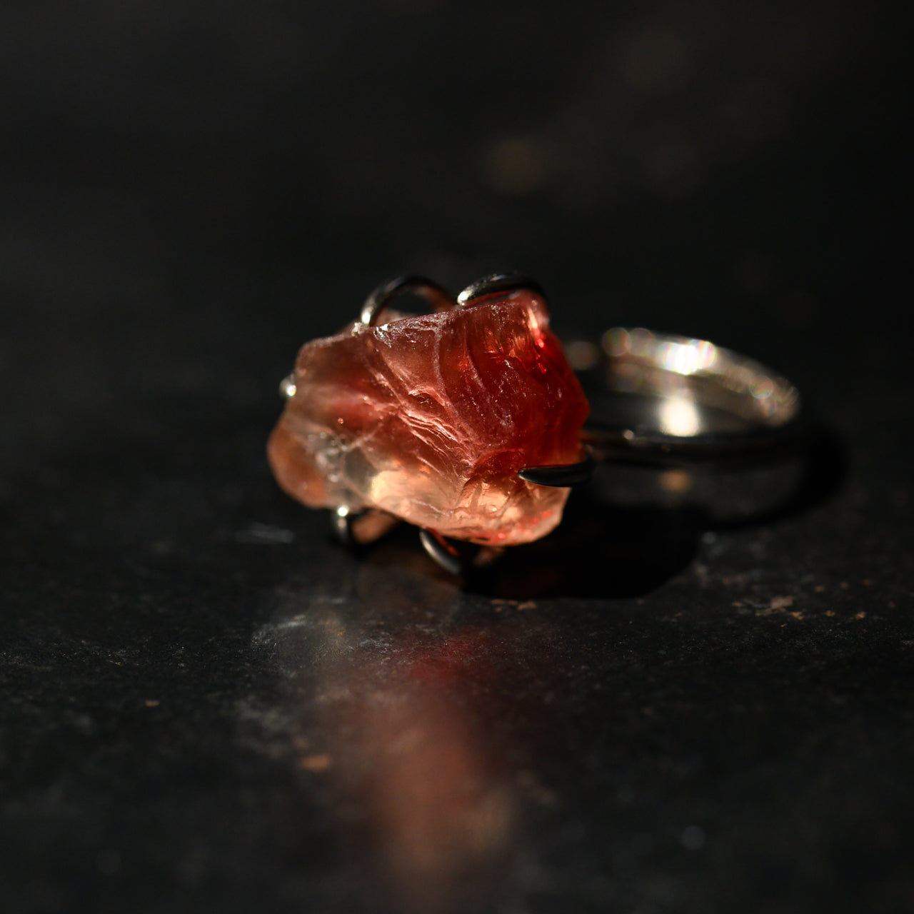 Oregon Sunstone Rough Mineral Free Size Silver 925 Ring - One of a kind Natural Stone Jewelry [Ring Fest 2025]