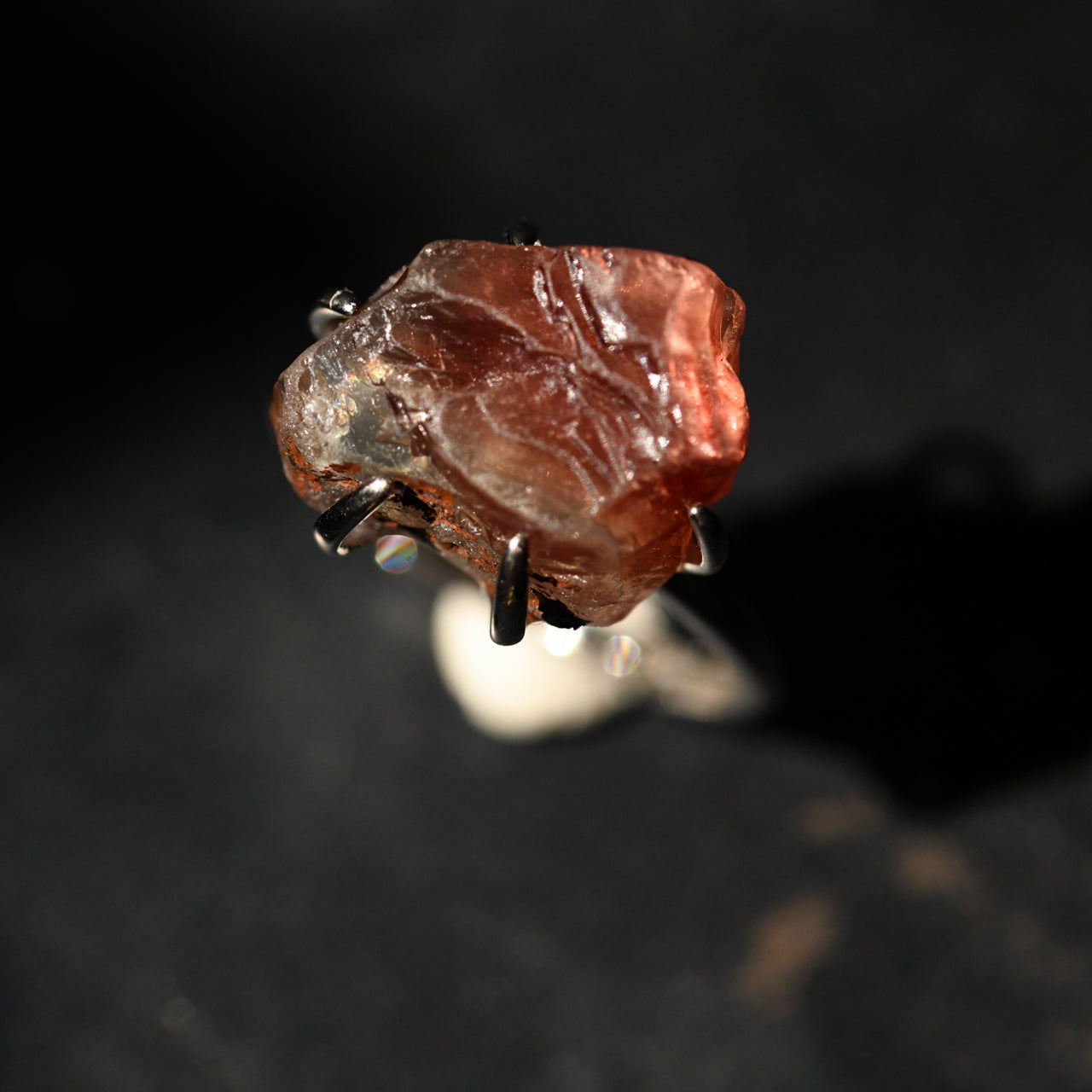 Oregon Sunstone Rough Mineral Free Size Silver 925 Ring - One of a kind Natural Stone Jewelry [Ring Fest 2025]