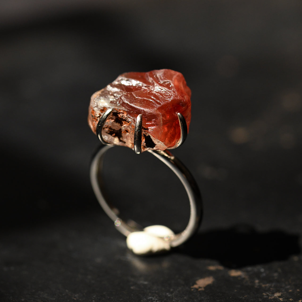 Oregon Sunstone Rough Mineral Free Size Silver 925 Ring - One of a kind Natural Stone Jewelry [Ring Fest 2025]