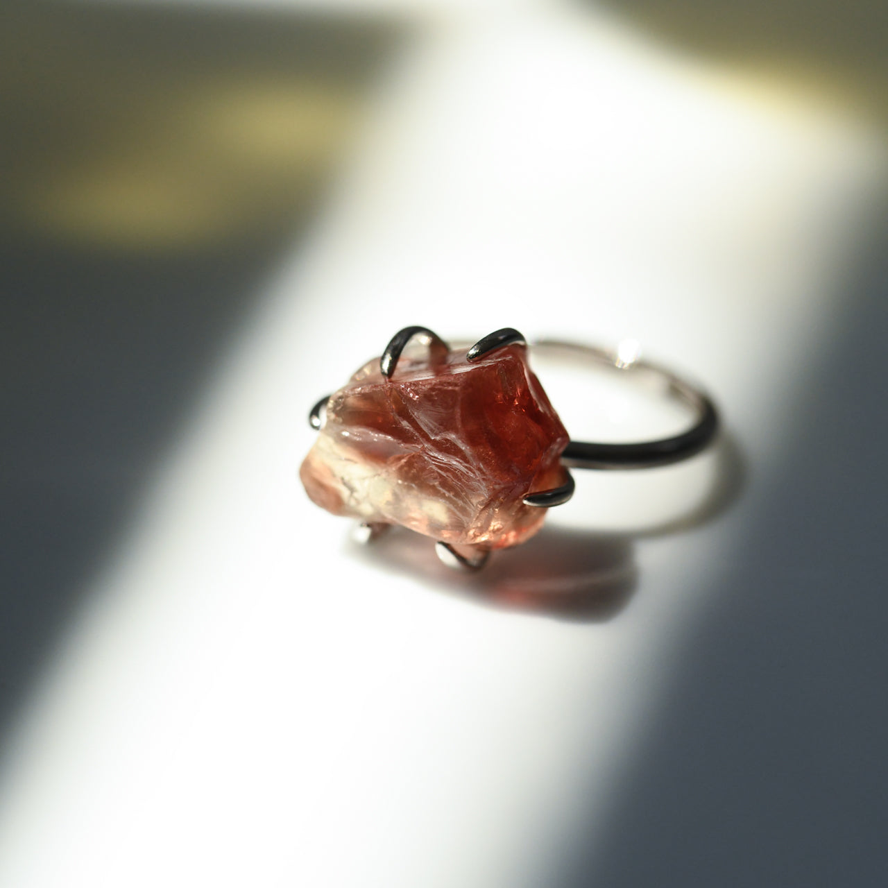 Oregon Sunstone Rough Mineral Free Size Silver 925 Ring - One of a kind Natural Stone Jewelry [Ring Fest 2025]