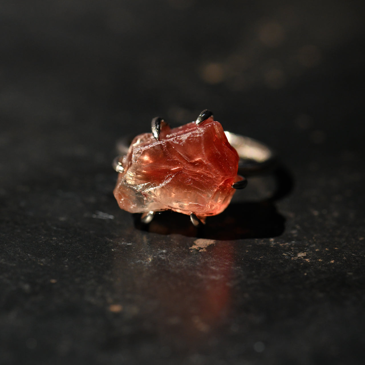 Oregon Sunstone Rough Mineral Free Size Silver 925 Ring - One of a kind Natural Stone Jewelry [Ring Fest 2025]