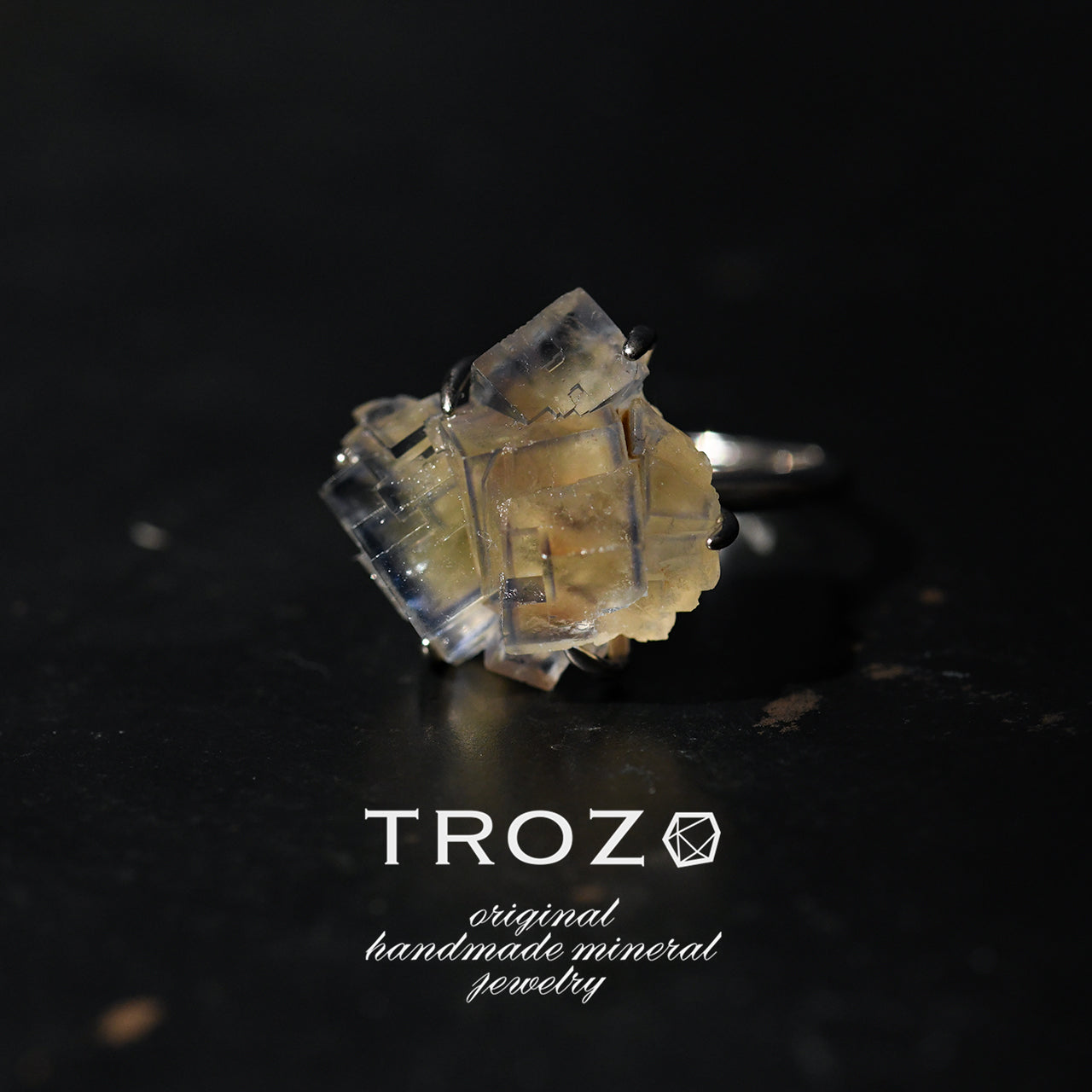 Fluorite Rough Mineral Silver 925 Free Size Ring - One of a kind Natural Stone Jewelry [Ring Fest 2025]