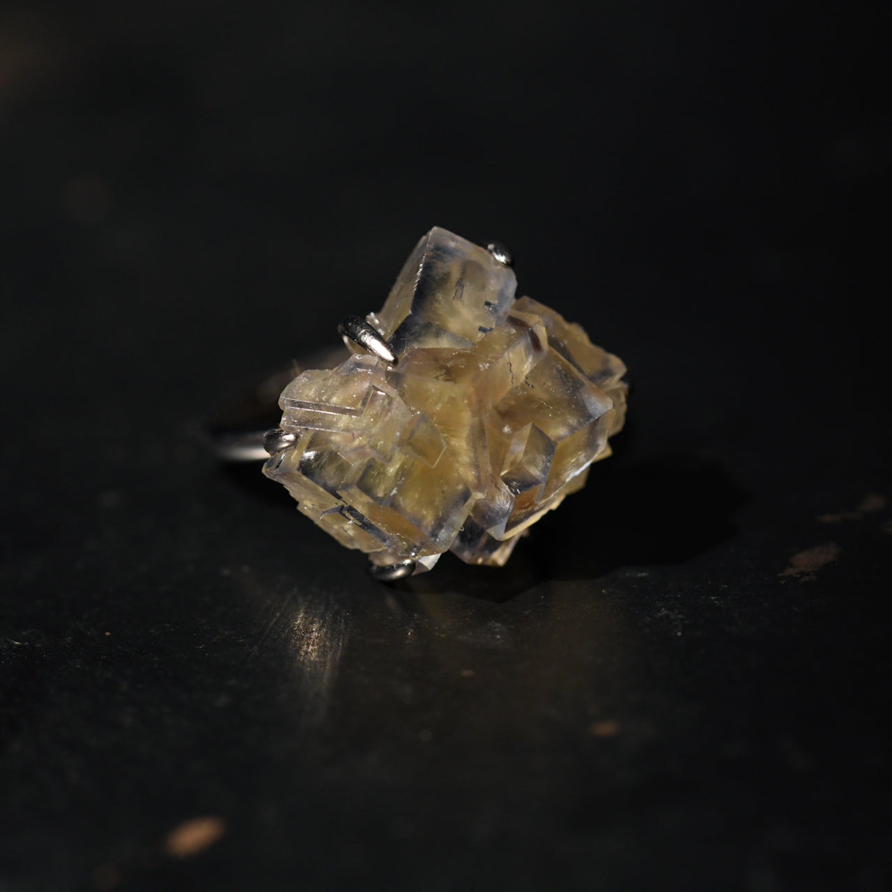 Fluorite Rough Mineral Silver 925 Free Size Ring - One of a kind Natural Stone Jewelry [Ring Fest 2025]