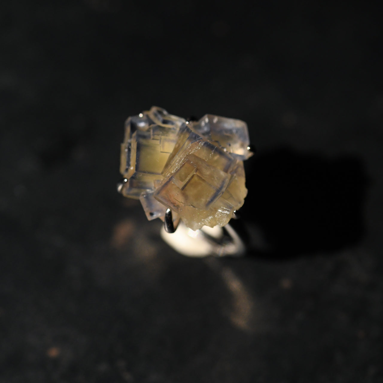 Fluorite Rough Mineral Silver 925 Free Size Ring - One of a kind Natural Stone Jewelry [Ring Fest 2025]