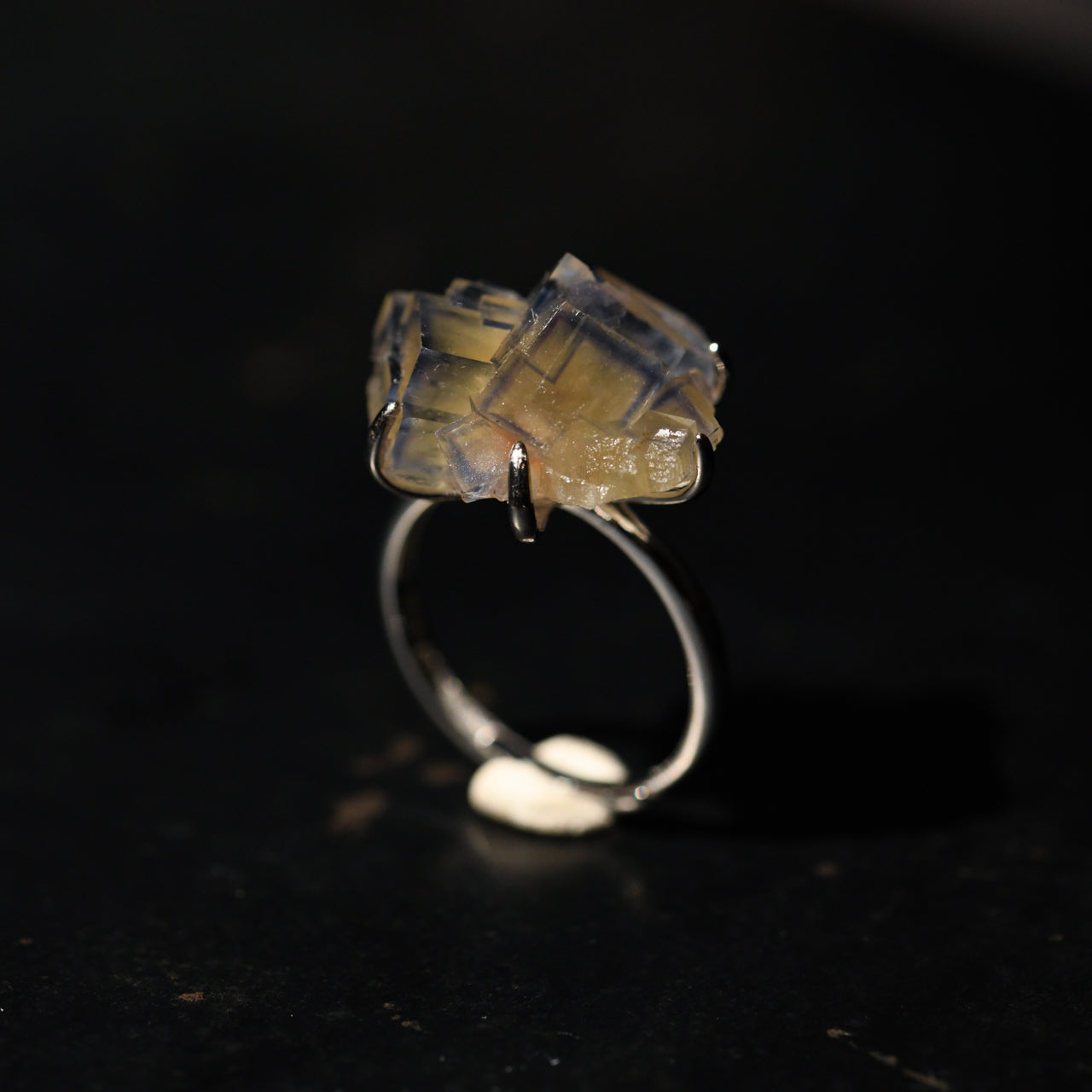 Fluorite Rough Mineral Silver 925 Free Size Ring - One of a kind Natural Stone Jewelry [Ring Fest 2025]