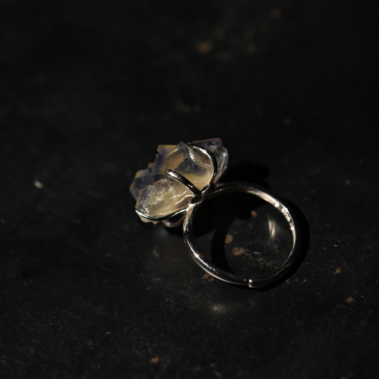 Fluorite Rough Mineral Silver 925 Free Size Ring - One of a kind Natural Stone Jewelry [Ring Fest 2025]