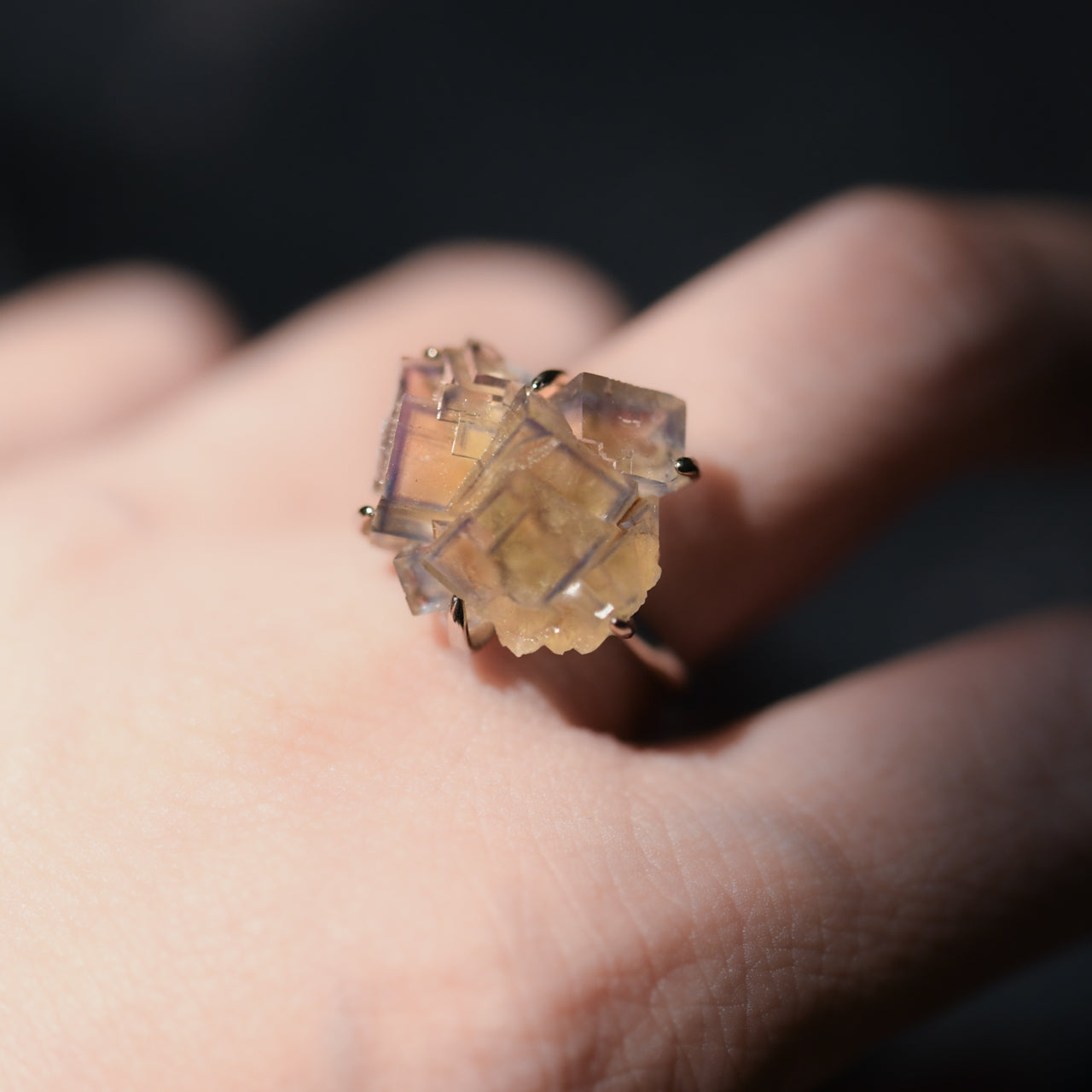 Fluorite Rough Mineral Silver 925 Free Size Ring - One of a kind Natural Stone Jewelry [Ring Fest 2025]