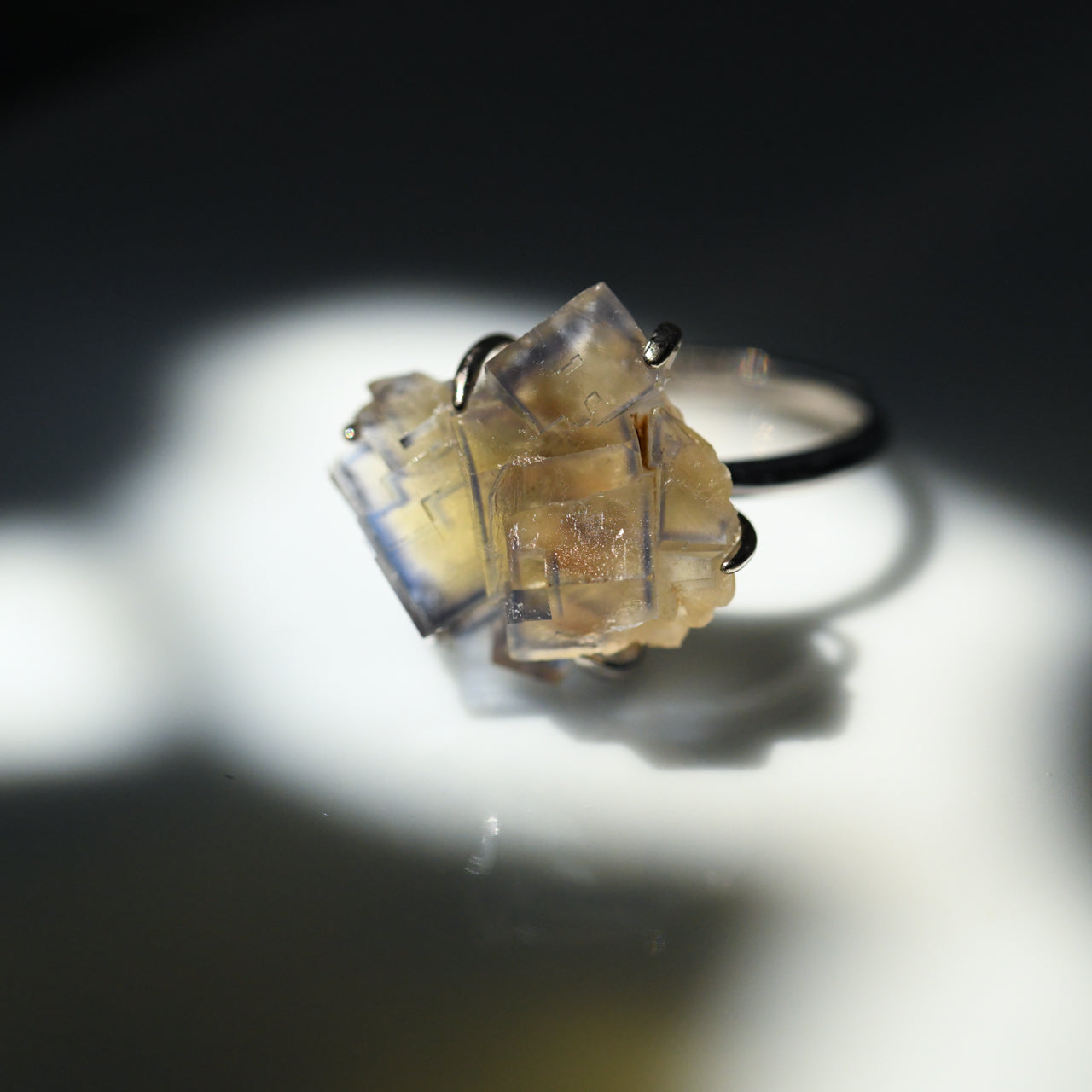 Fluorite Rough Mineral Silver 925 Free Size Ring - One of a kind Natural Stone Jewelry [Ring Fest 2025]