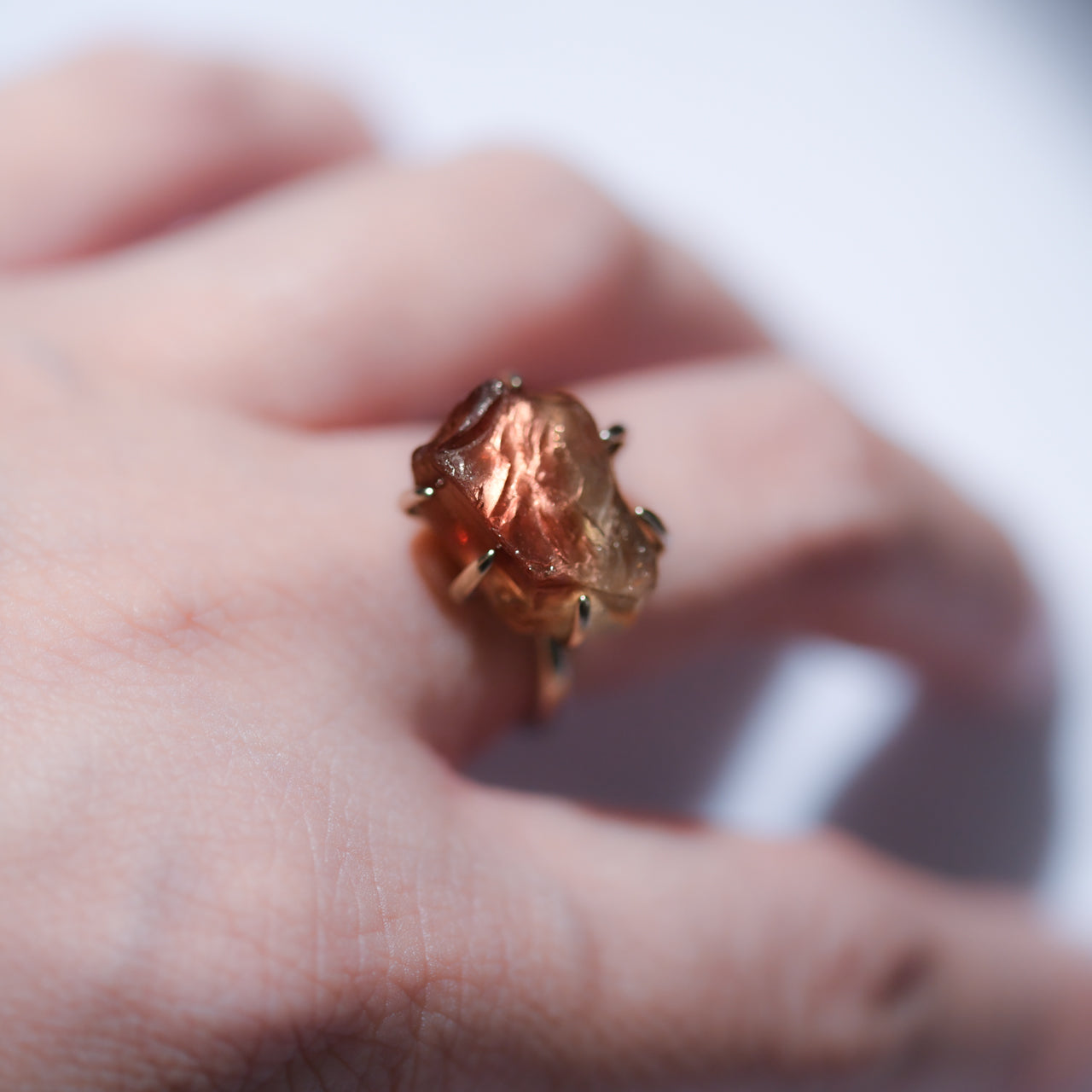 Oregon Sunstone Rough Mineral Free Size Silver 925 Ring - One of a kind Natural Stone Jewelry [Ring Fest 2025]
