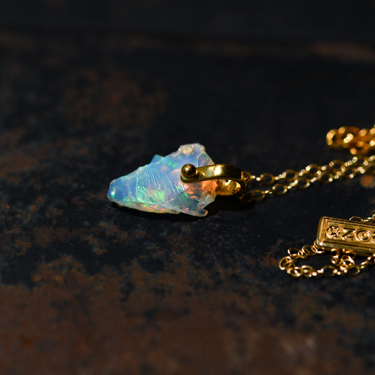 Opal Rough Mineral Necklace - Stone Selected for You, Metal Options Available, October Birthstone Handmade Natural Stone Jewelry