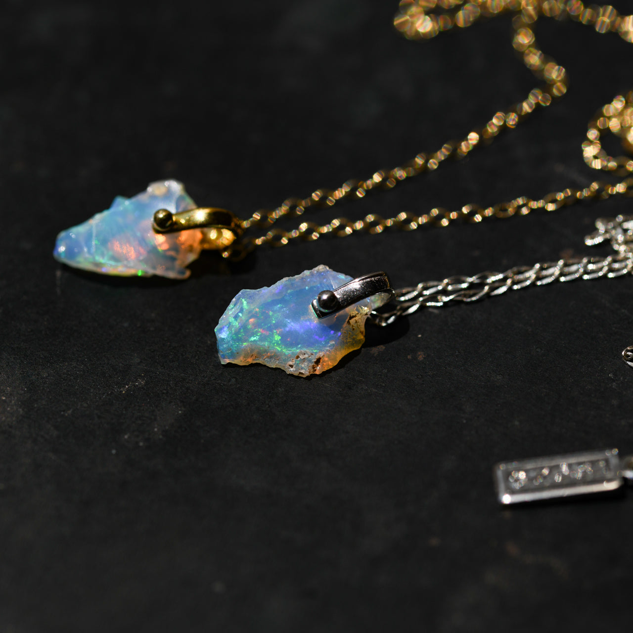 Opal Rough Mineral Necklace - Stone Selected for You, Metal Options Available, October Birthstone Handmade Natural Stone Jewelry