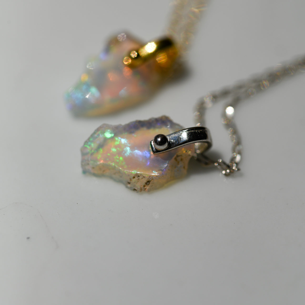 Opal Rough Mineral Necklace - Stone Selected for You, Metal Options Available, October Birthstone Handmade Natural Stone Jewelry