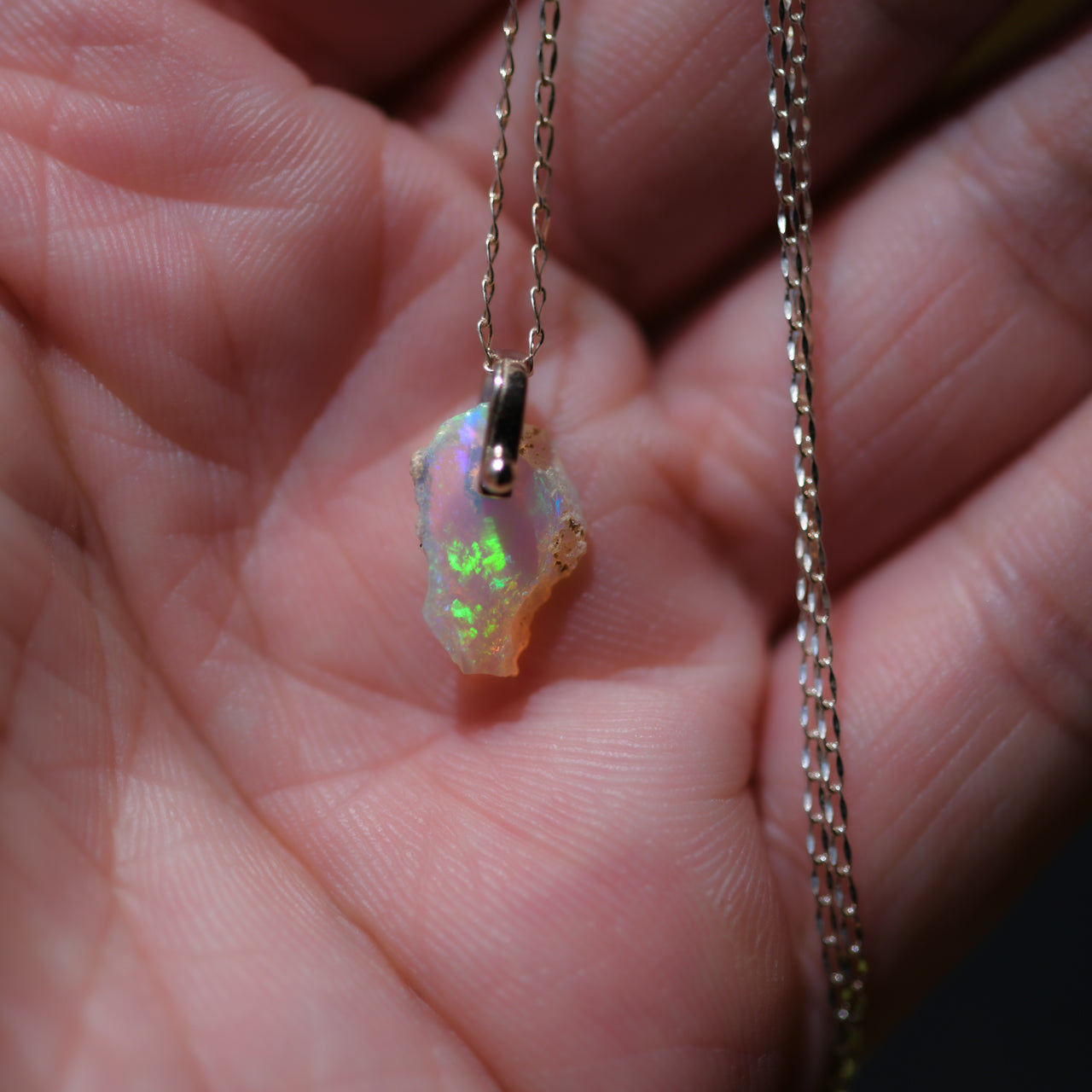 Opal Rough Mineral Necklace - Stone Selected for You, Metal Options Available, October Birthstone Handmade Natural Stone Jewelry