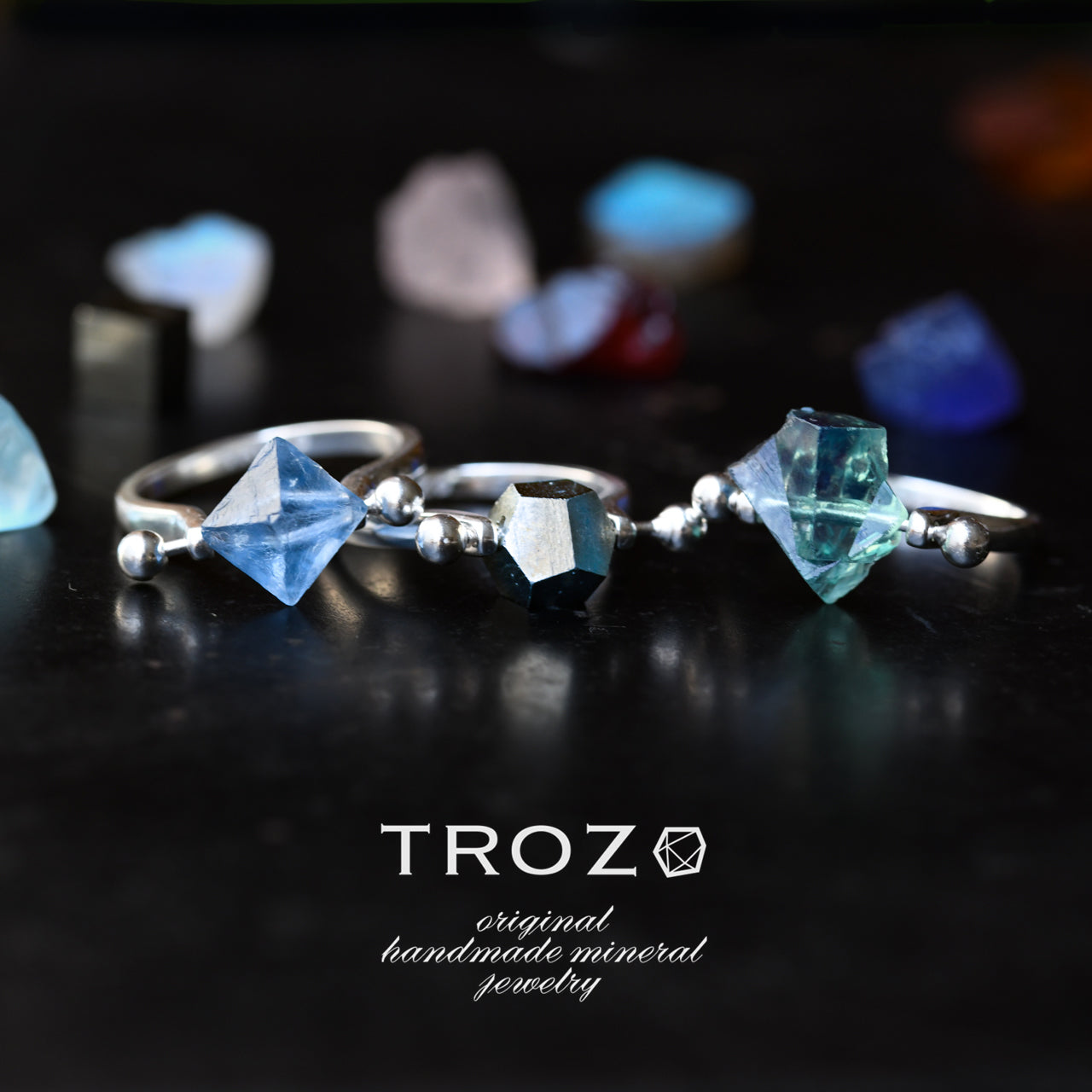 Pierced Raw Stone Ring - Choose from 27 Natural Minerals | 925 Sterling Silver Natural Stone Jewelry