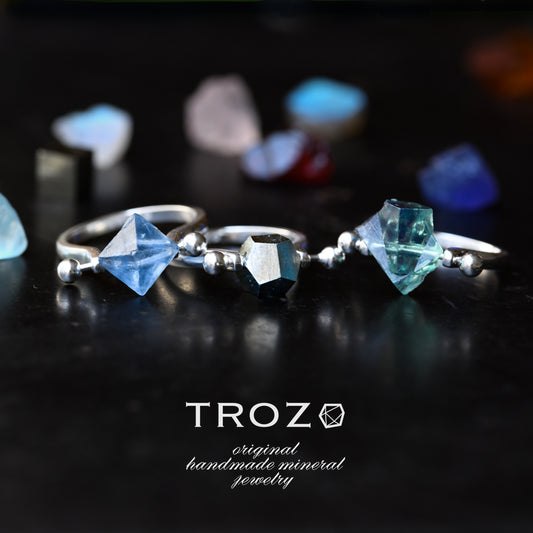 Pierced Raw Stone Ring - Choose from 27 Natural Minerals | 925 Sterling Silver Natural Stone Jewelry