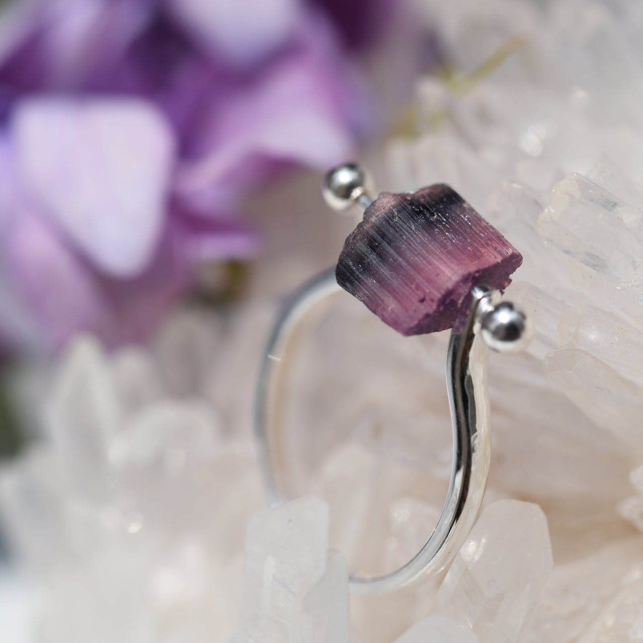 Tourmaline Raw Stone Ring - One of a Kind - handmade natural mineral jewelry by TROZO, made in Japan (view 4)